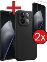 BTH BTH Xiaomi 15T Pro Hoesje Siliconen Met 2x Screenprotector - Zwart