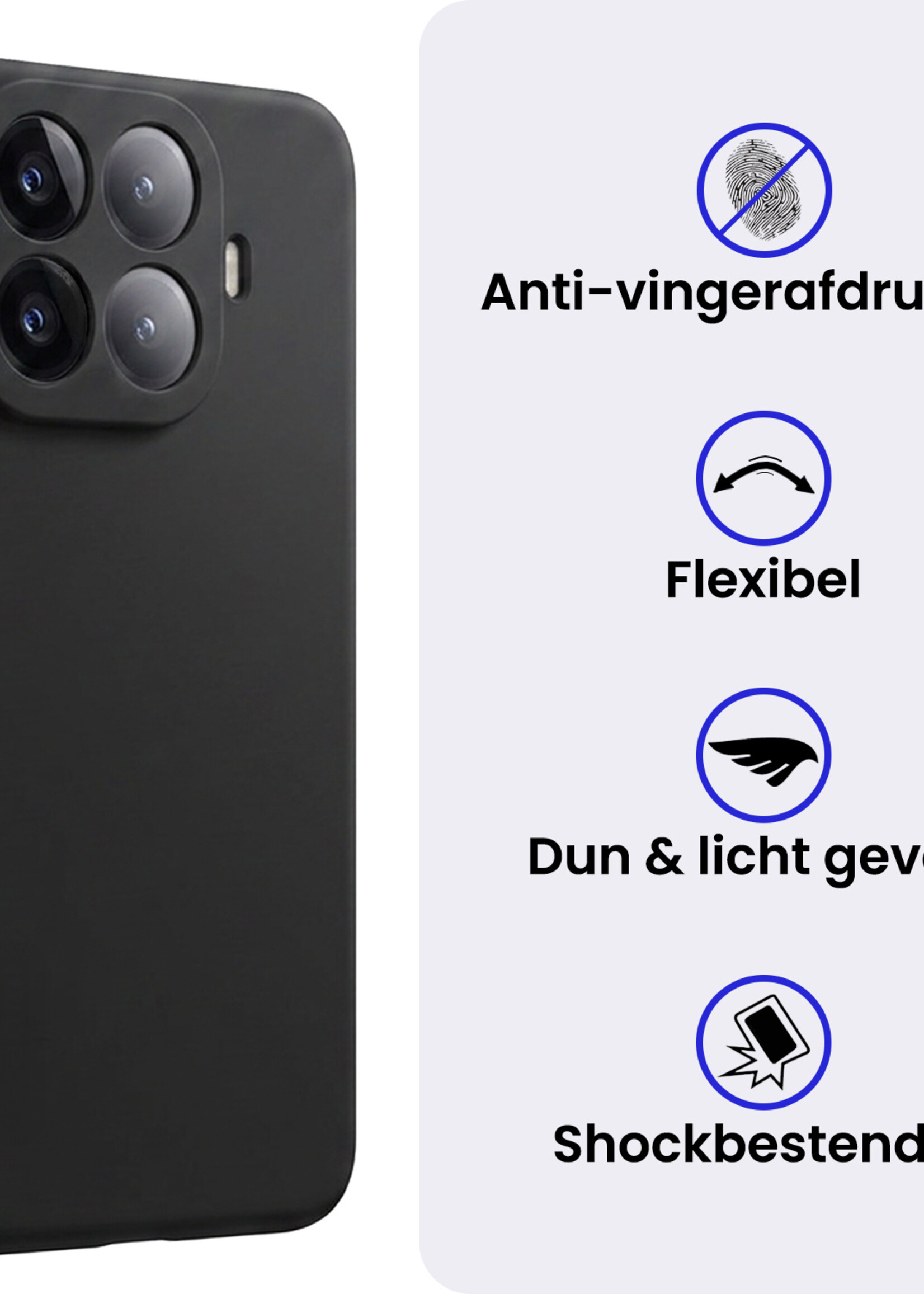 BTH BTH Xiaomi 15T Pro Hoesje Siliconen Met 2x Screenprotector - Zwart