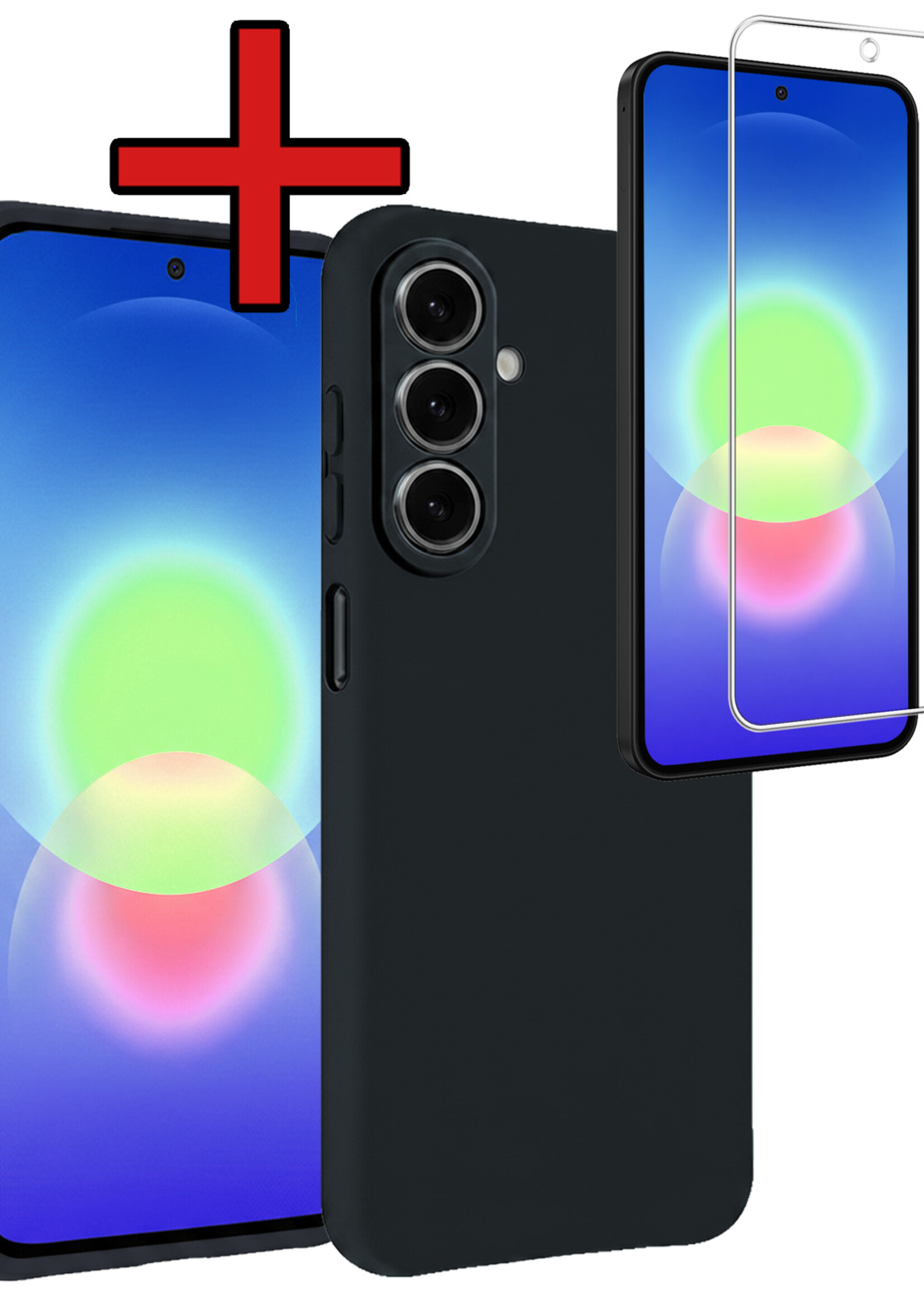 BTH BTH Samsung Galaxy A27 Hoesje Siliconen Met Screenprotector - Donkerblauw