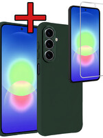 BTH BTH Samsung Galaxy A27 Hoesje Siliconen Met Screenprotector - Donkergroen