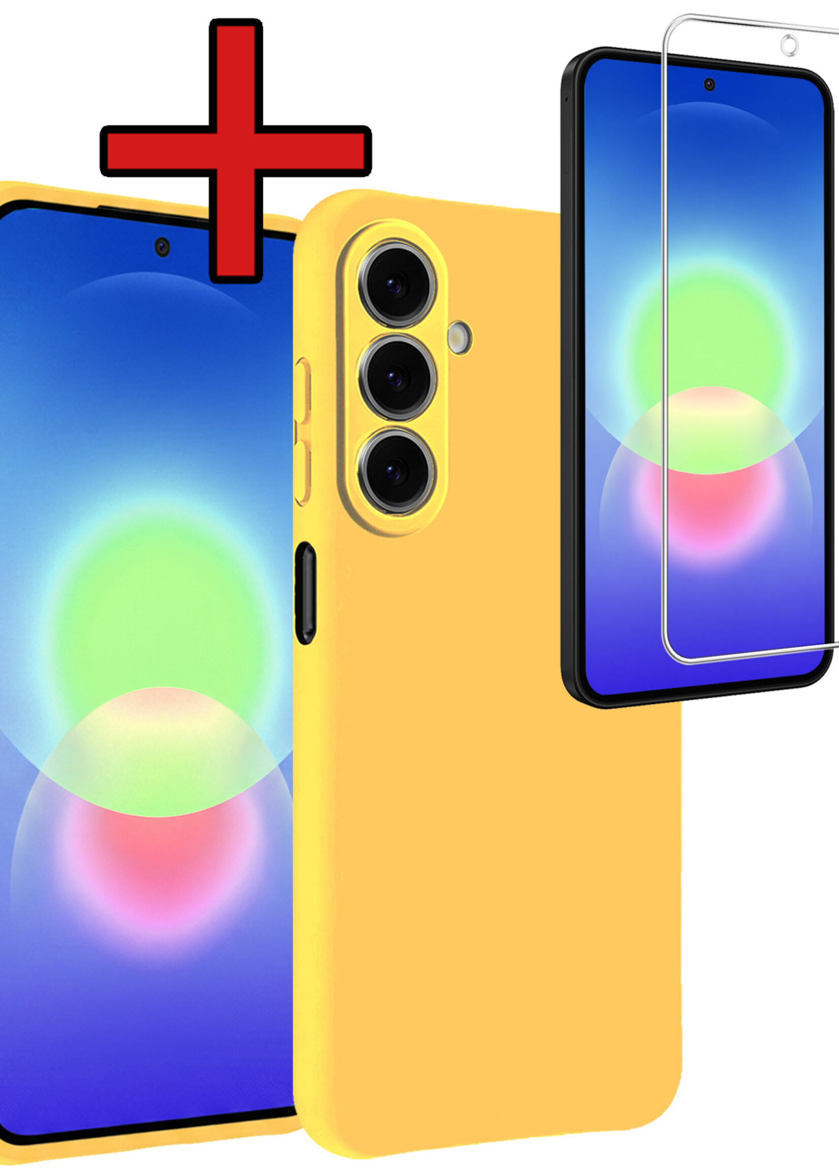BTH BTH Samsung Galaxy A27 Hoesje Siliconen Met Screenprotector - Geel