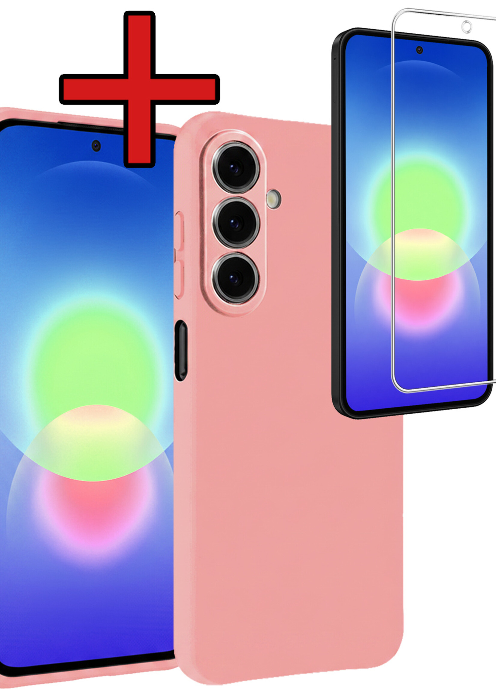 BTH BTH Samsung Galaxy A27 Hoesje Siliconen Met Screenprotector - Lichtroze