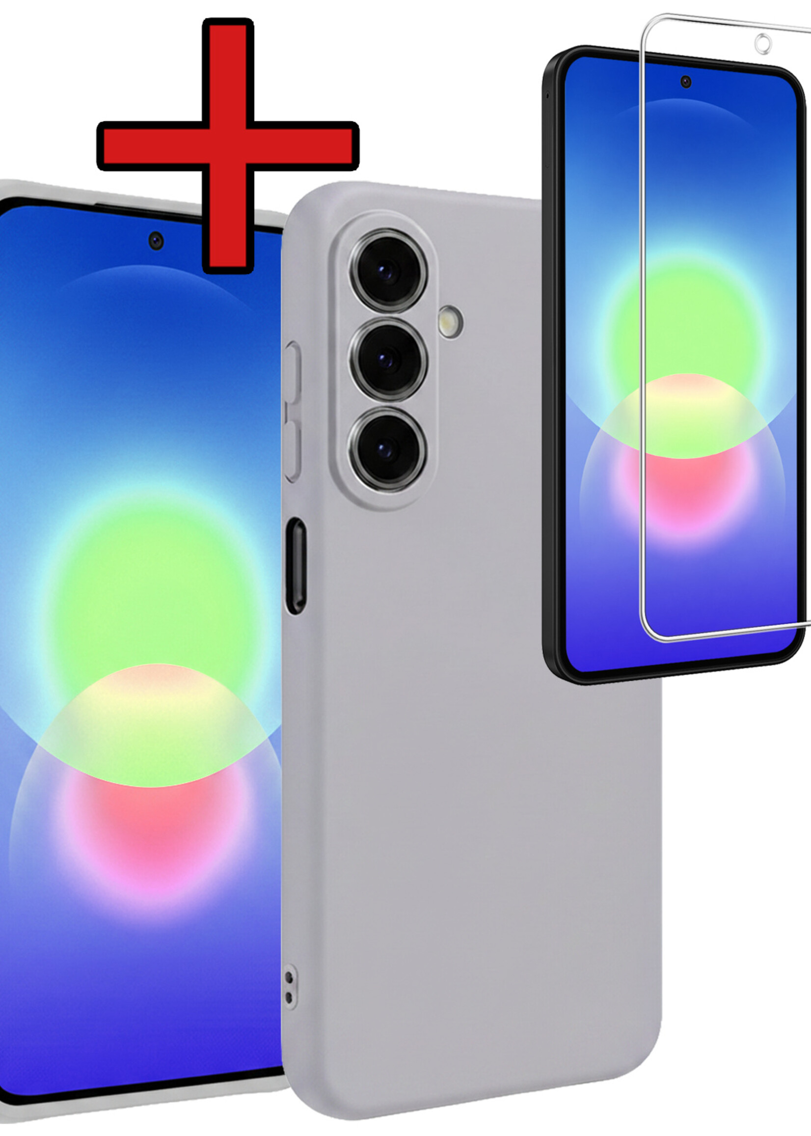 BTH BTH Samsung Galaxy A27 Hoesje Siliconen Met Screenprotector - Lila