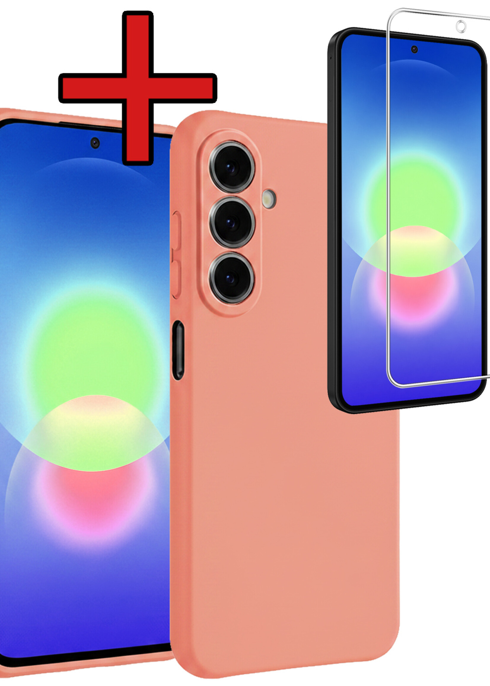 BTH BTH Samsung Galaxy A27 Hoesje Siliconen Met Screenprotector - Perzik