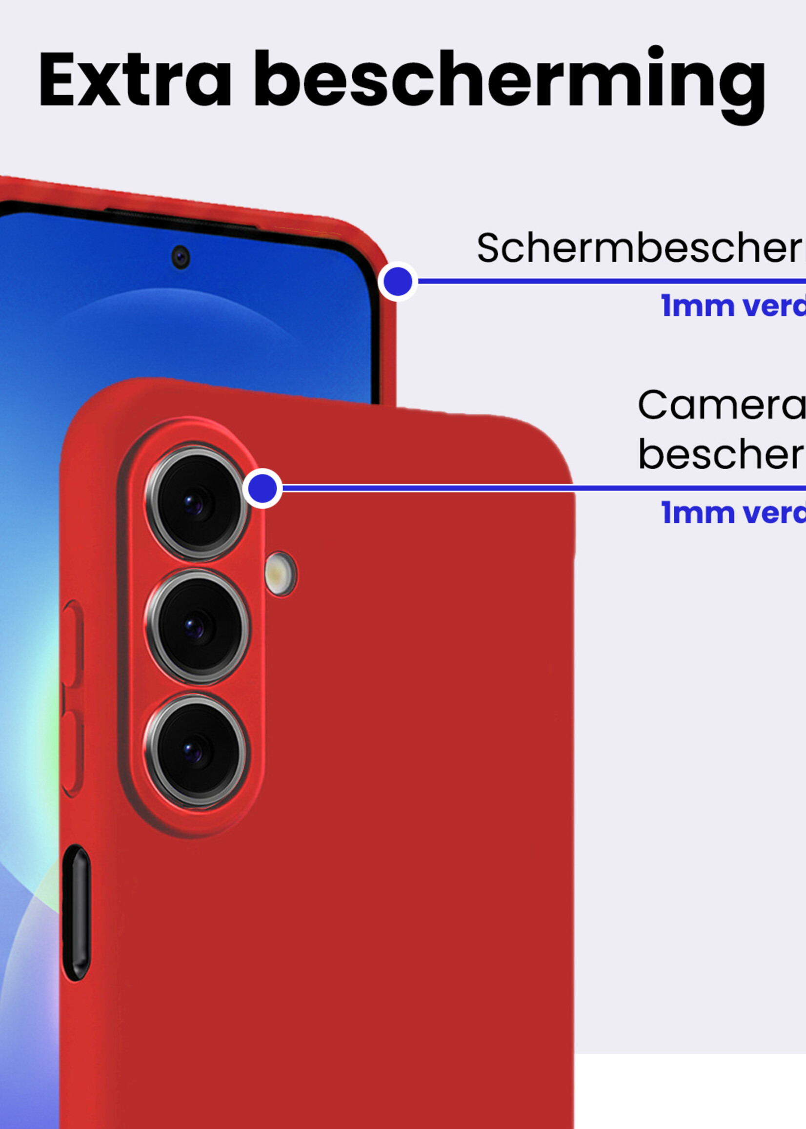 BTH BTH Samsung Galaxy A27 Hoesje Siliconen Met Screenprotector - Rood