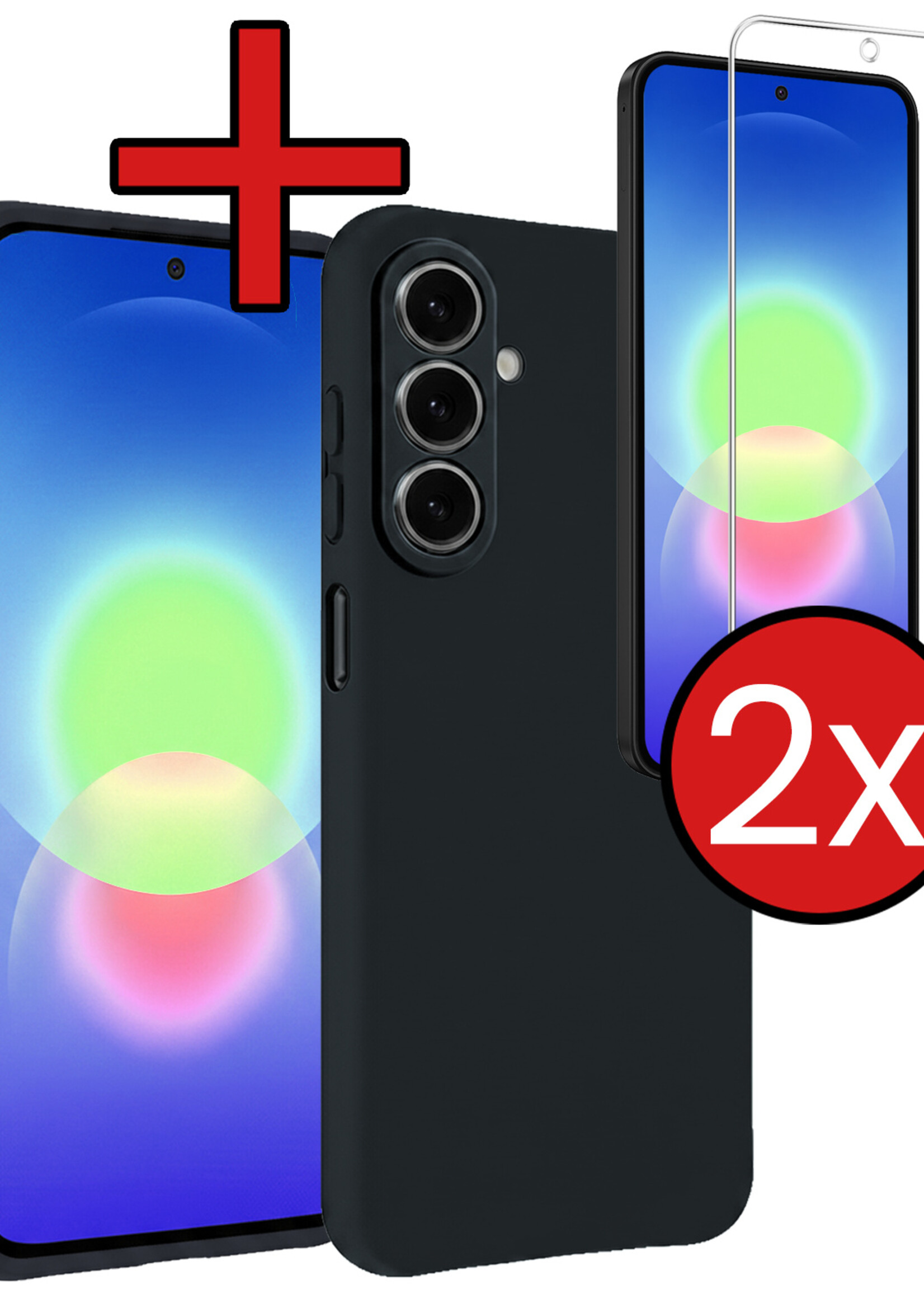 BTH BTH Samsung Galaxy A27 Hoesje Siliconen Met 2x Screenprotector - Donkerblauw