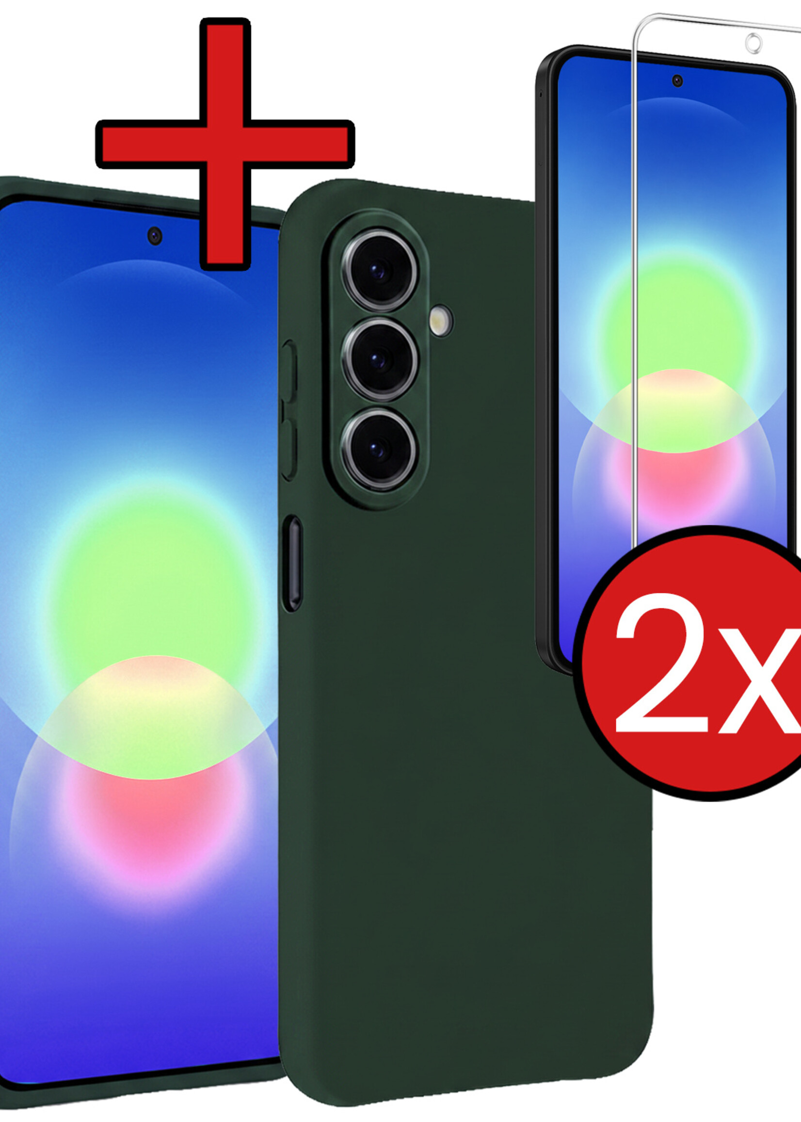 BTH BTH Samsung Galaxy A27 Hoesje Siliconen Met 2x Screenprotector - Donkergroen