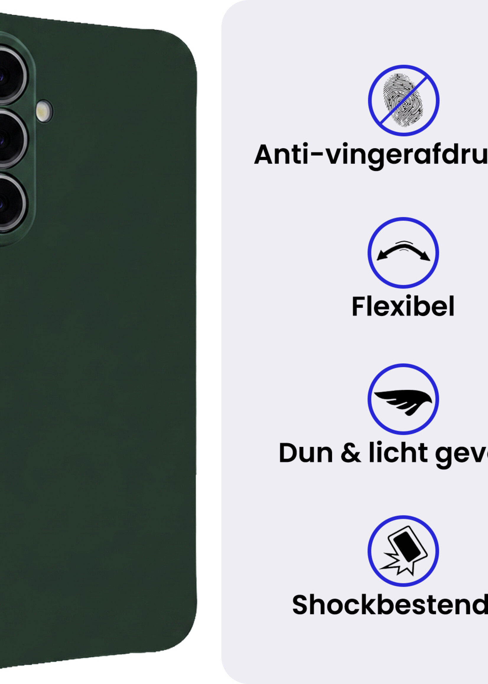 BTH BTH Samsung Galaxy A27 Hoesje Siliconen Met 2x Screenprotector - Donkergroen