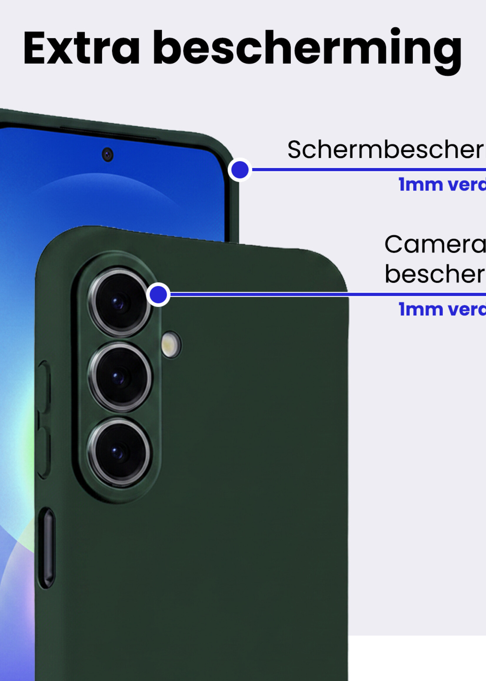BTH BTH Samsung Galaxy A27 Hoesje Siliconen Met 2x Screenprotector - Donkergroen