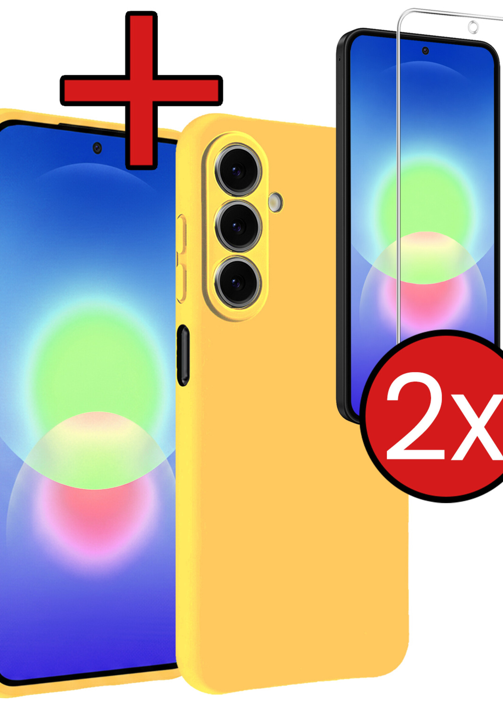 BTH BTH Samsung Galaxy A27 Hoesje Siliconen Met 2x Screenprotector - Geel