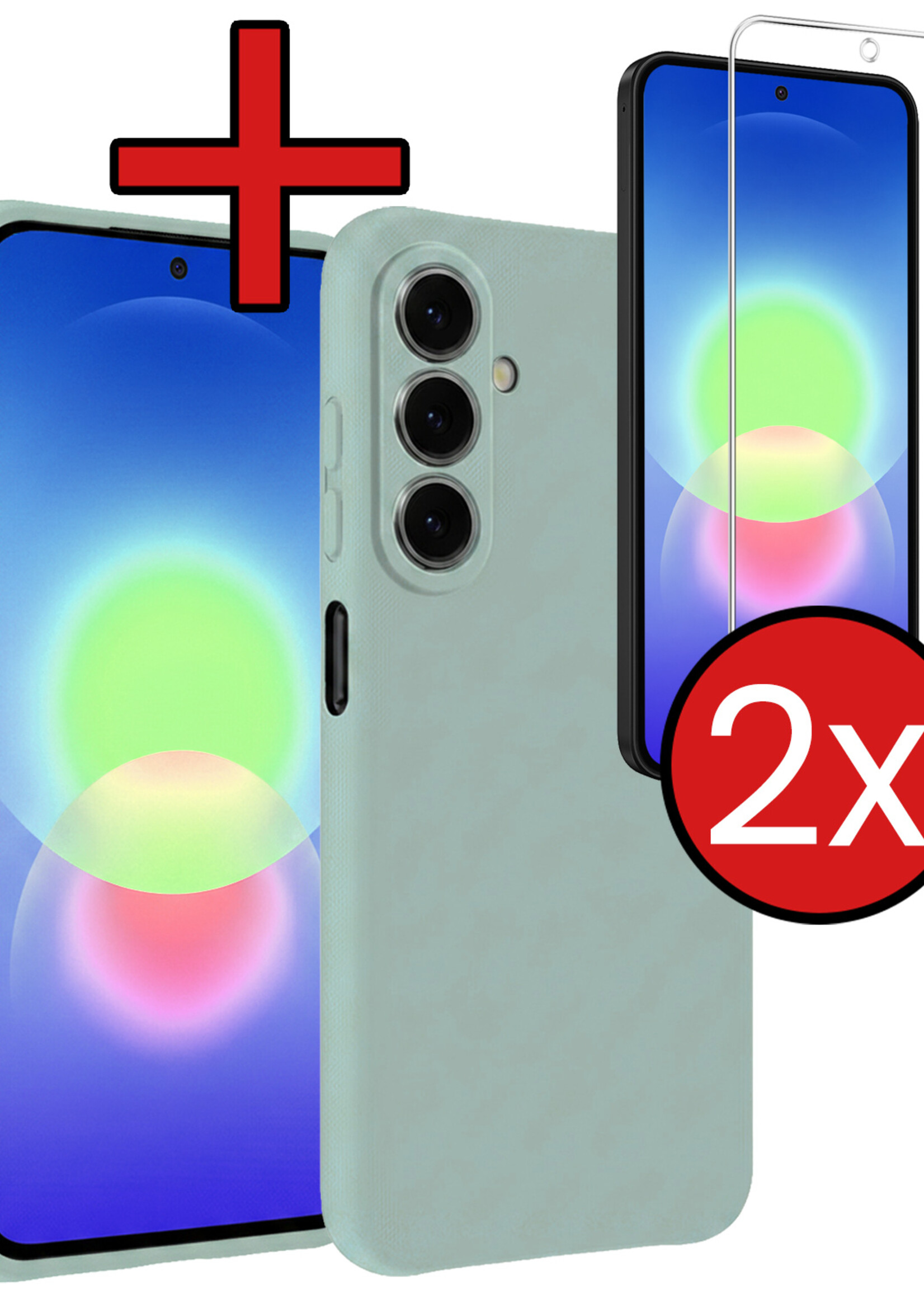 BTH BTH Samsung Galaxy A27 Hoesje Siliconen Met 2x Screenprotector - Lichtblauw