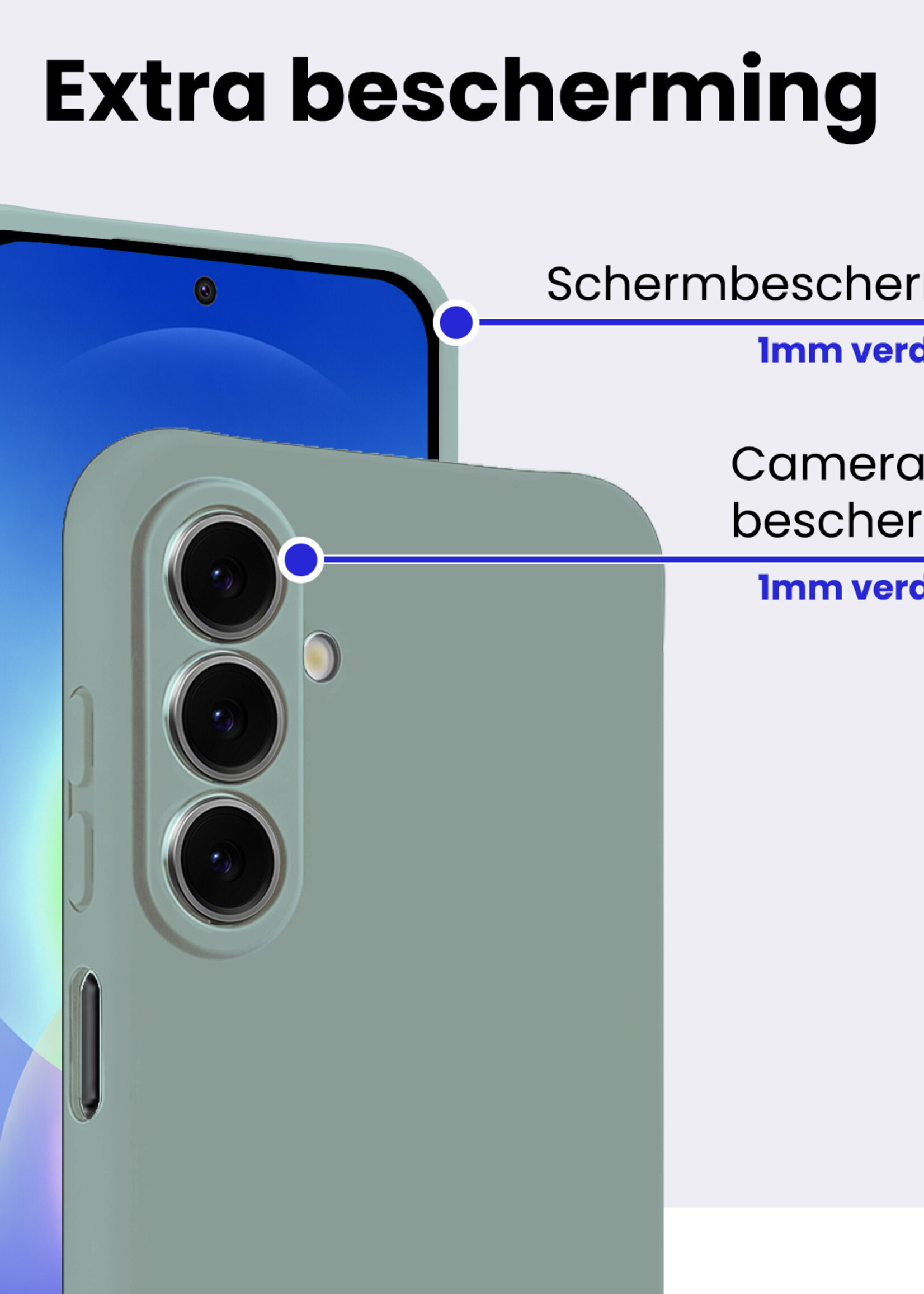 BTH BTH Samsung Galaxy A27 Hoesje Siliconen Met 2x Screenprotector - Lichtblauw