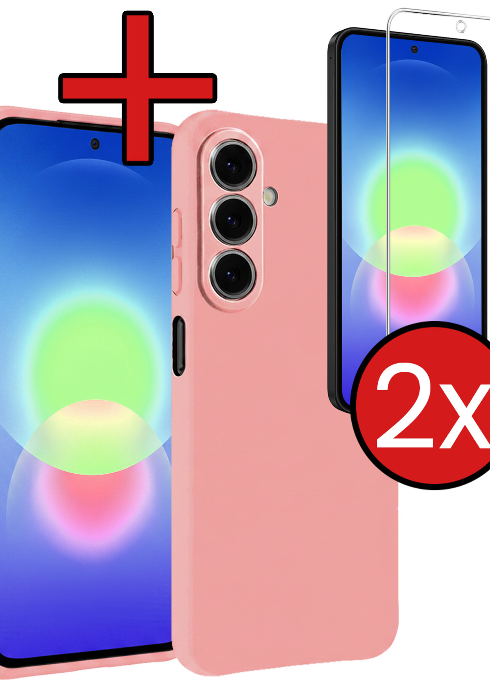 BTH BTH Samsung Galaxy A27 Hoesje Siliconen Met 2x Screenprotector - Lichtroze