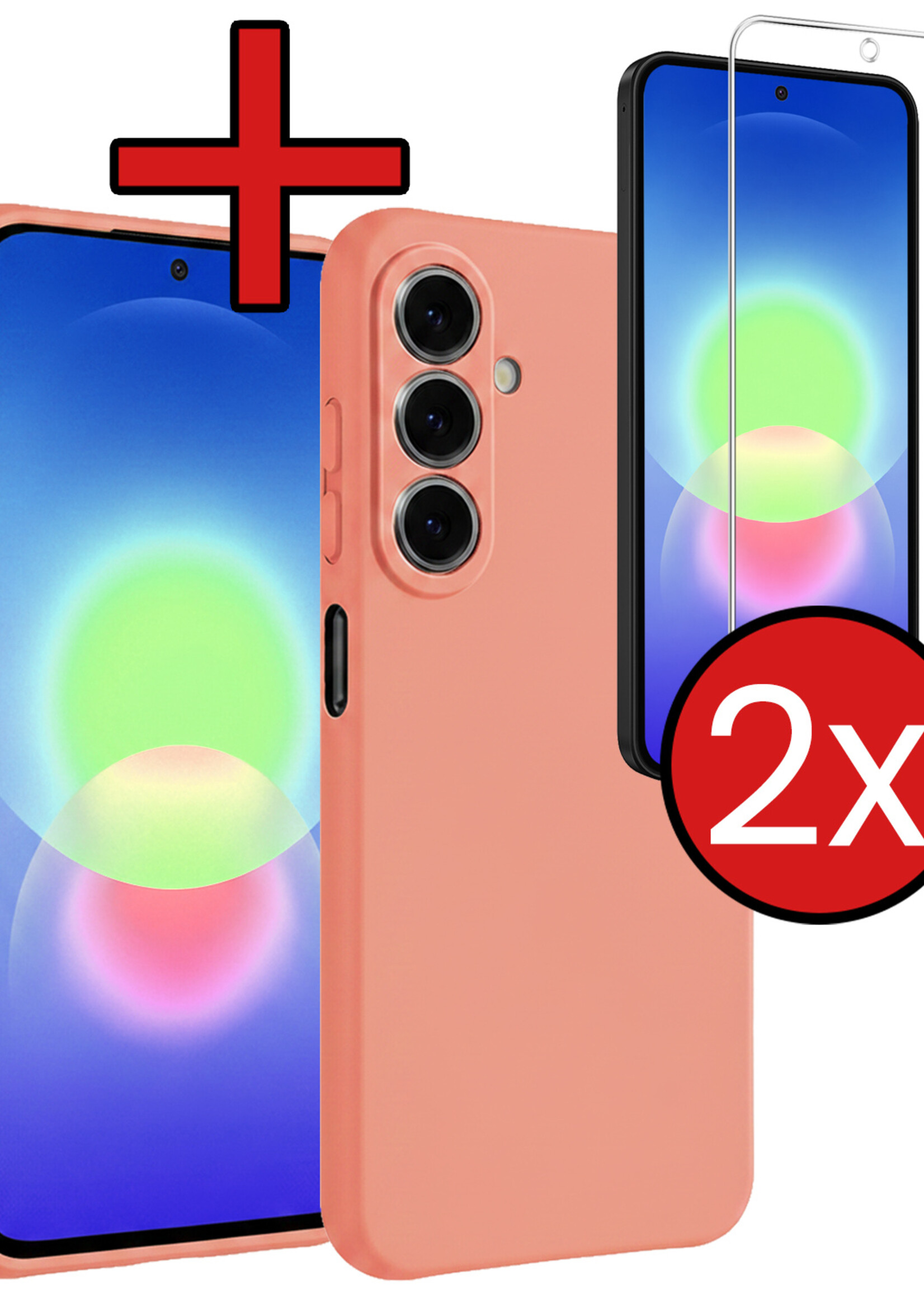 BTH BTH Samsung Galaxy A27 Hoesje Siliconen Met 2x Screenprotector - Perzik