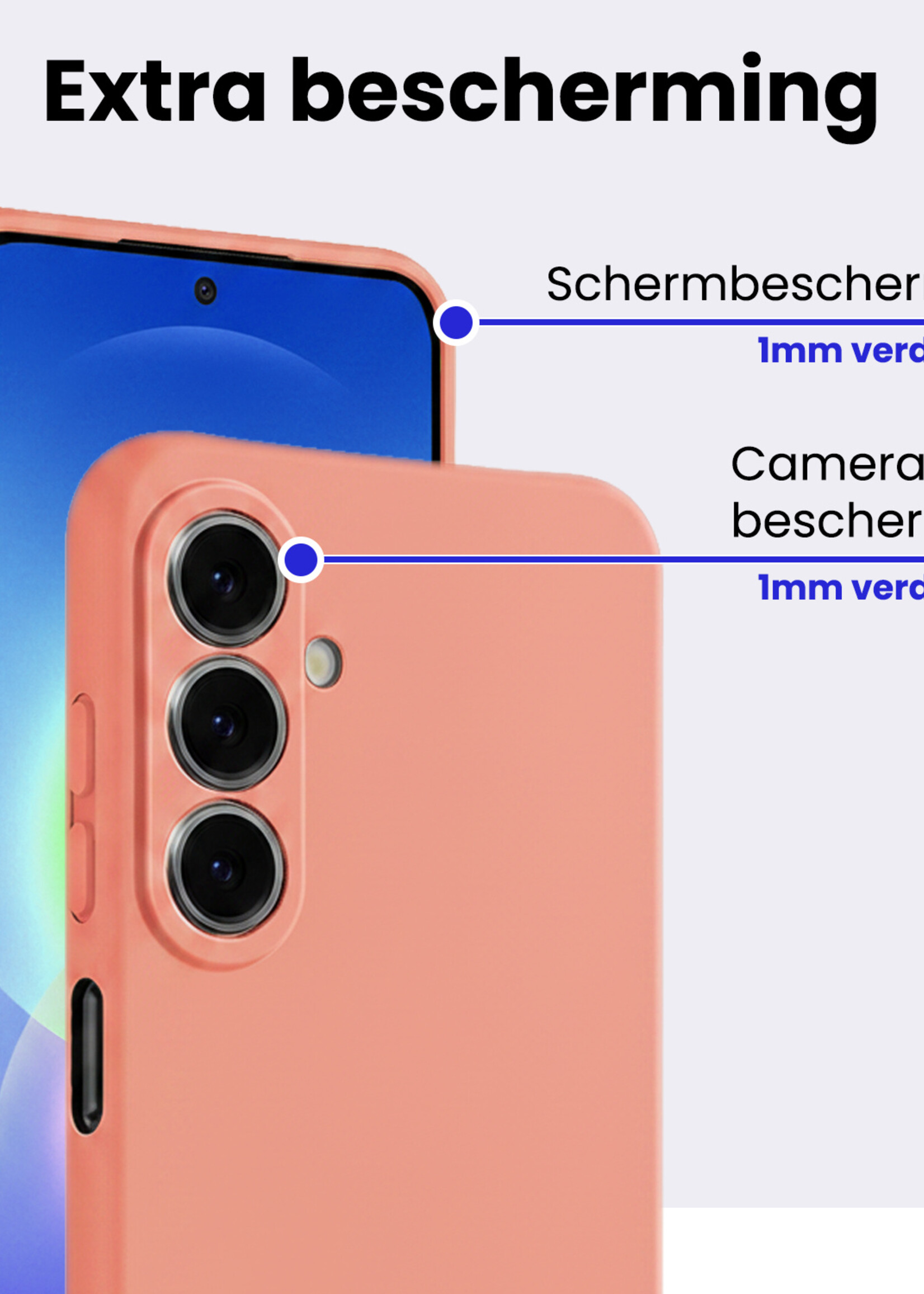 BTH BTH Samsung Galaxy A27 Hoesje Siliconen Met 2x Screenprotector - Perzik