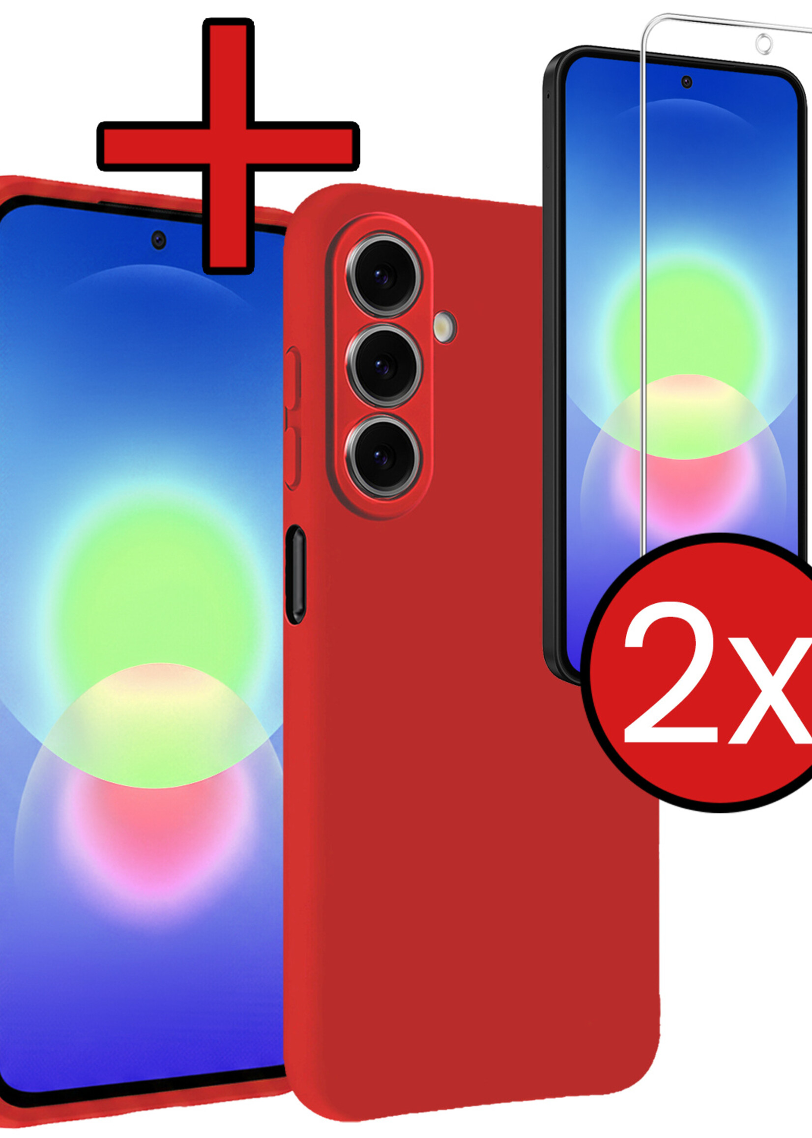 BTH BTH Samsung Galaxy A27 Hoesje Siliconen Met 2x Screenprotector - Rood