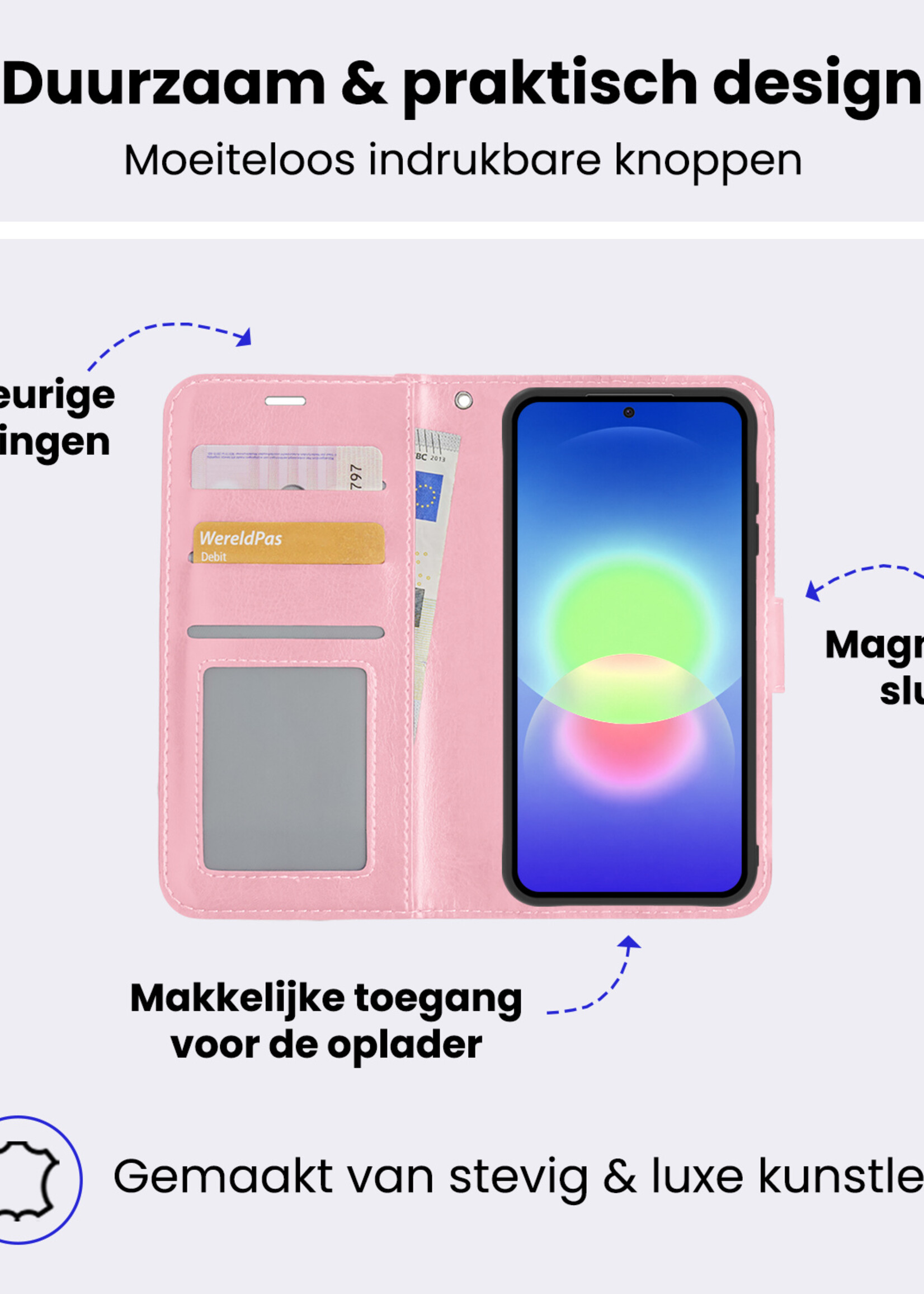 BTH BTH Samsung Galaxy A27 Hoesje Bookcase Met Screenprotector - Lichtroze