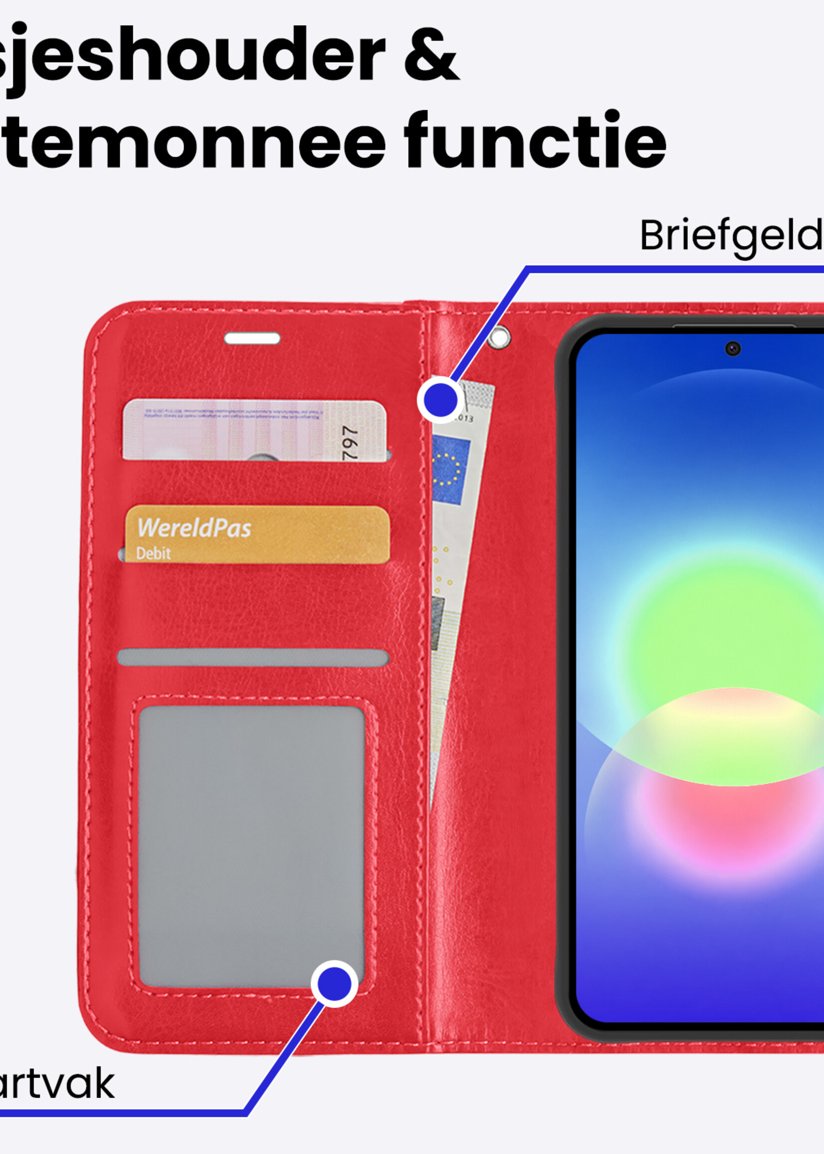 BTH BTH Samsung Galaxy A27 Hoesje Bookcase Met Screenprotector - Rood