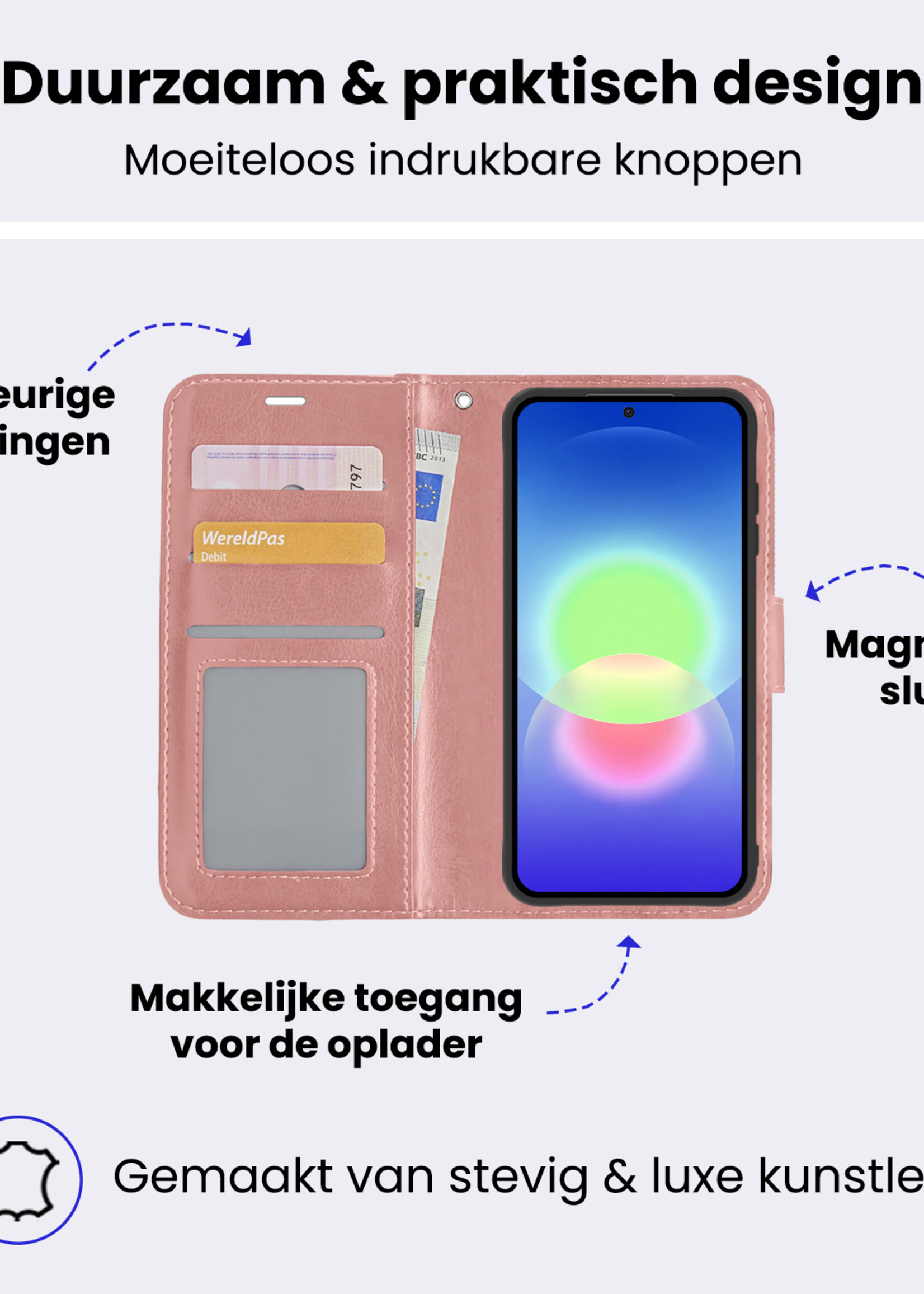 BTH BTH Samsung Galaxy A27 Hoesje Bookcase Met Screenprotector - Rose Goud
