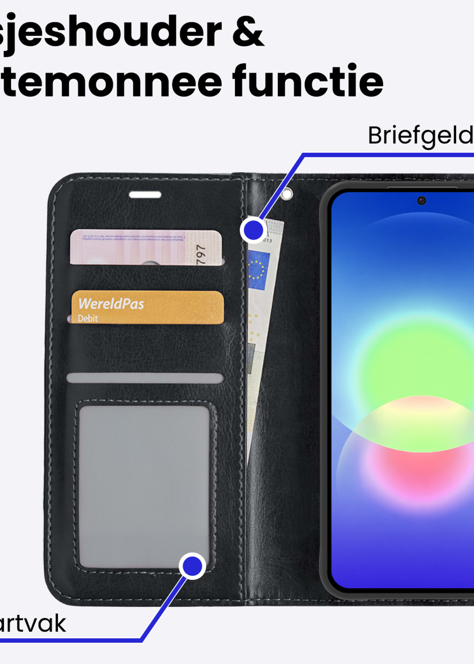BTH BTH Samsung Galaxy A27 Hoesje Bookcase Met Screenprotector - Zwart