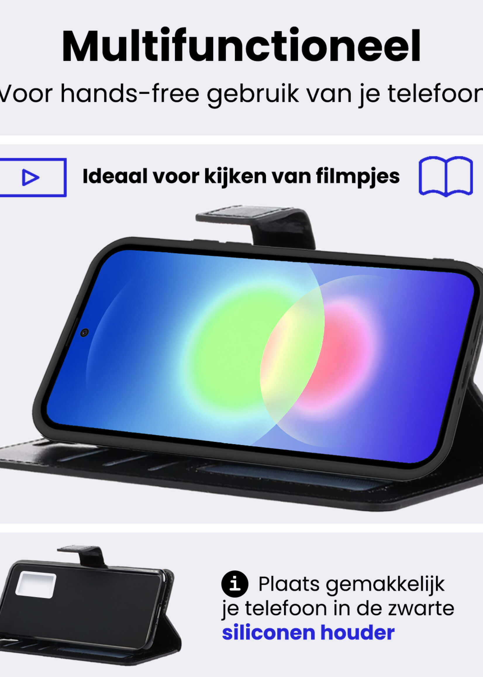 BTH BTH Samsung Galaxy A27 Hoesje Bookcase Met Screenprotector - Zwart