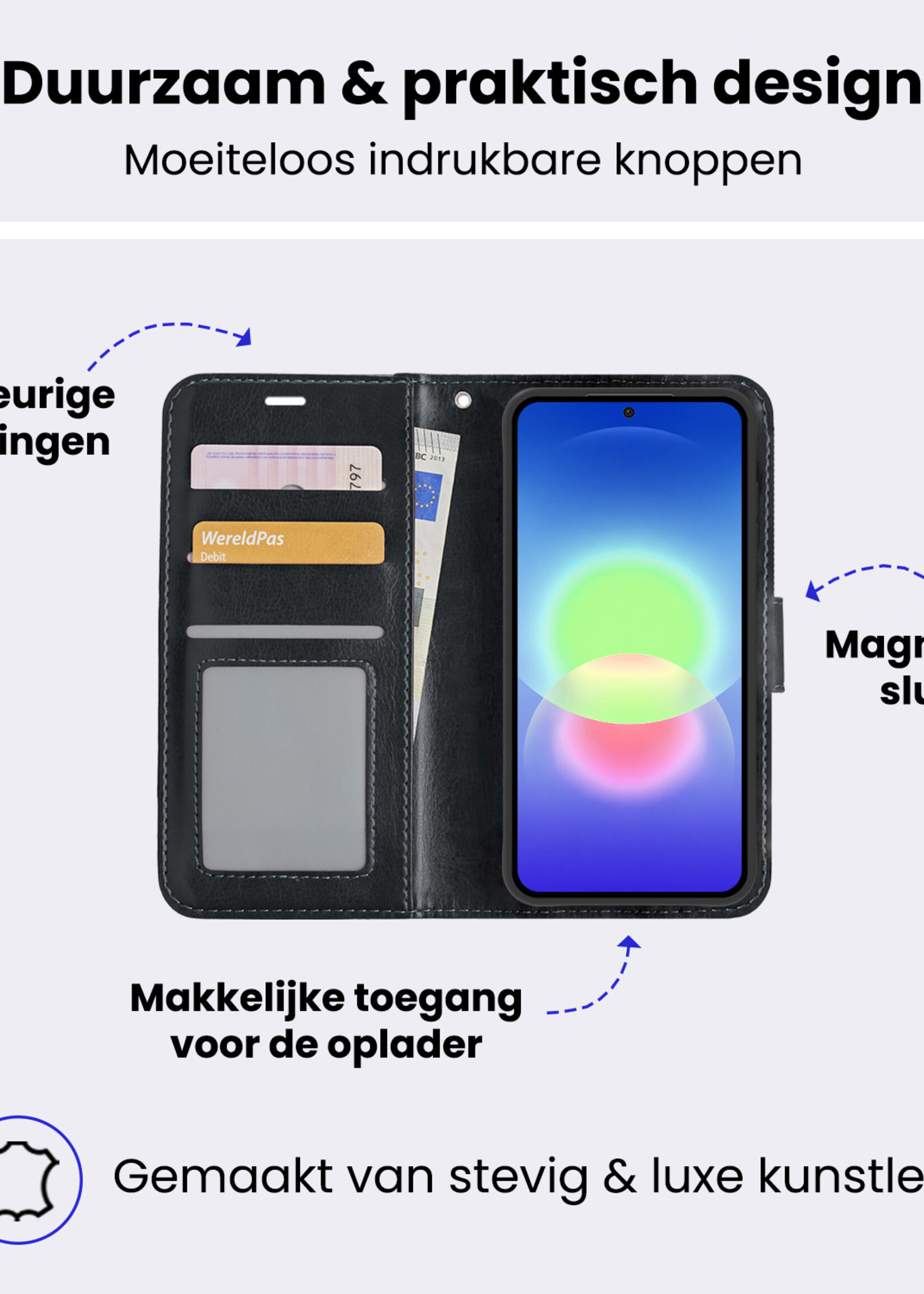 BTH BTH Samsung Galaxy A27 Hoesje Bookcase Met Screenprotector - Zwart