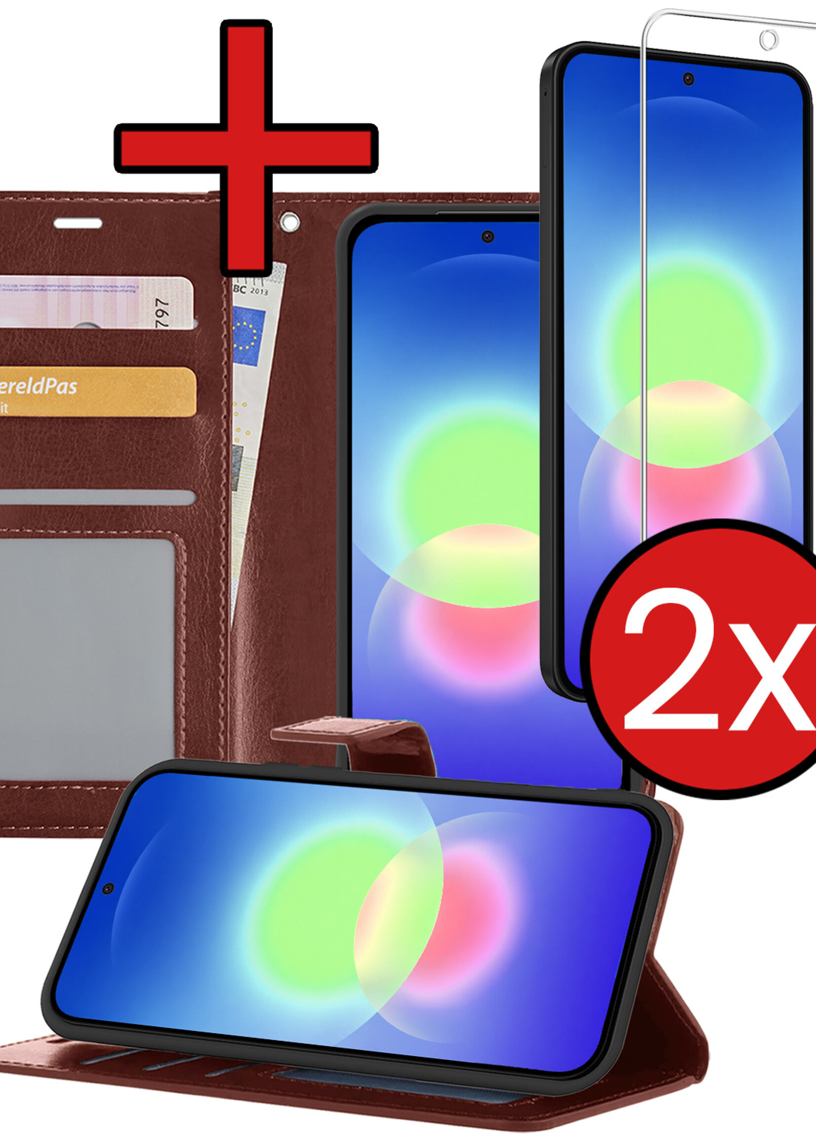 BTH BTH Samsung Galaxy A27 Hoesje Bookcase Met 2x Screenprotector - Bruin