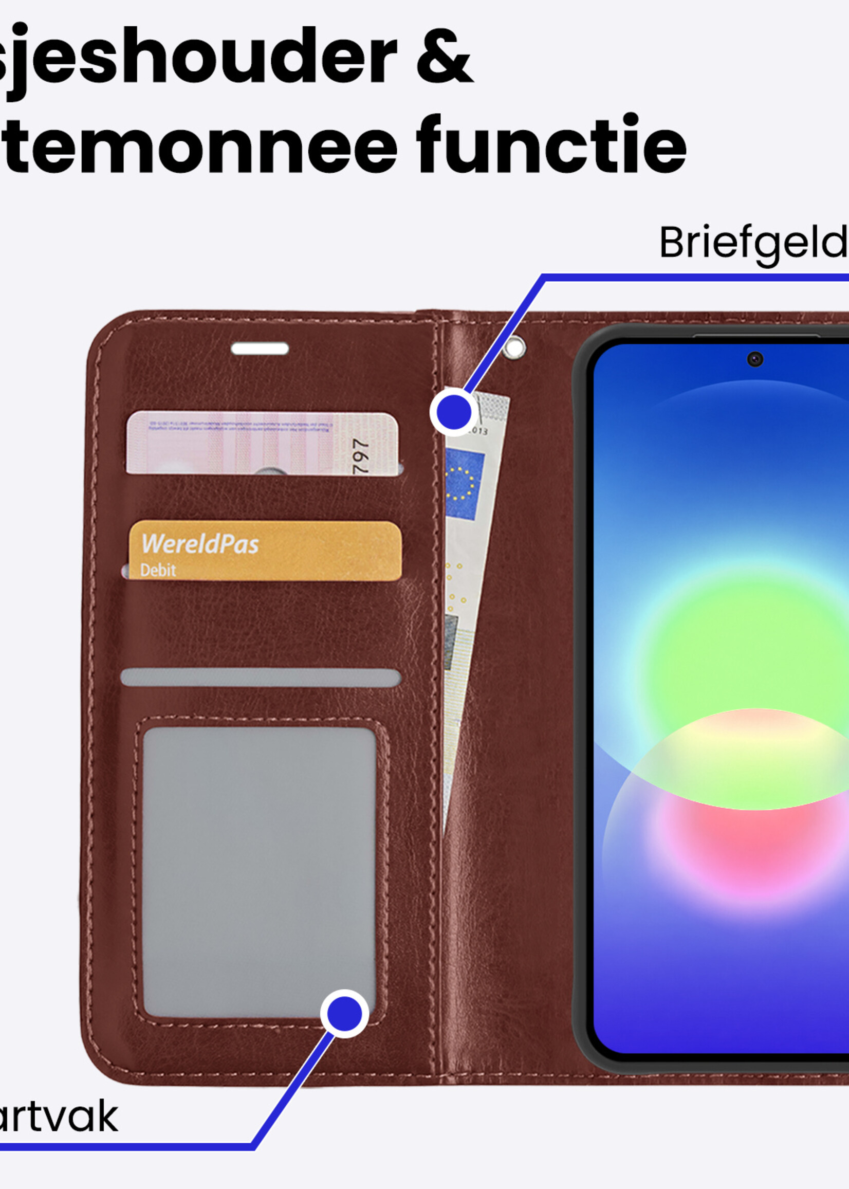 BTH BTH Samsung Galaxy A27 Hoesje Bookcase Met 2x Screenprotector - Bruin