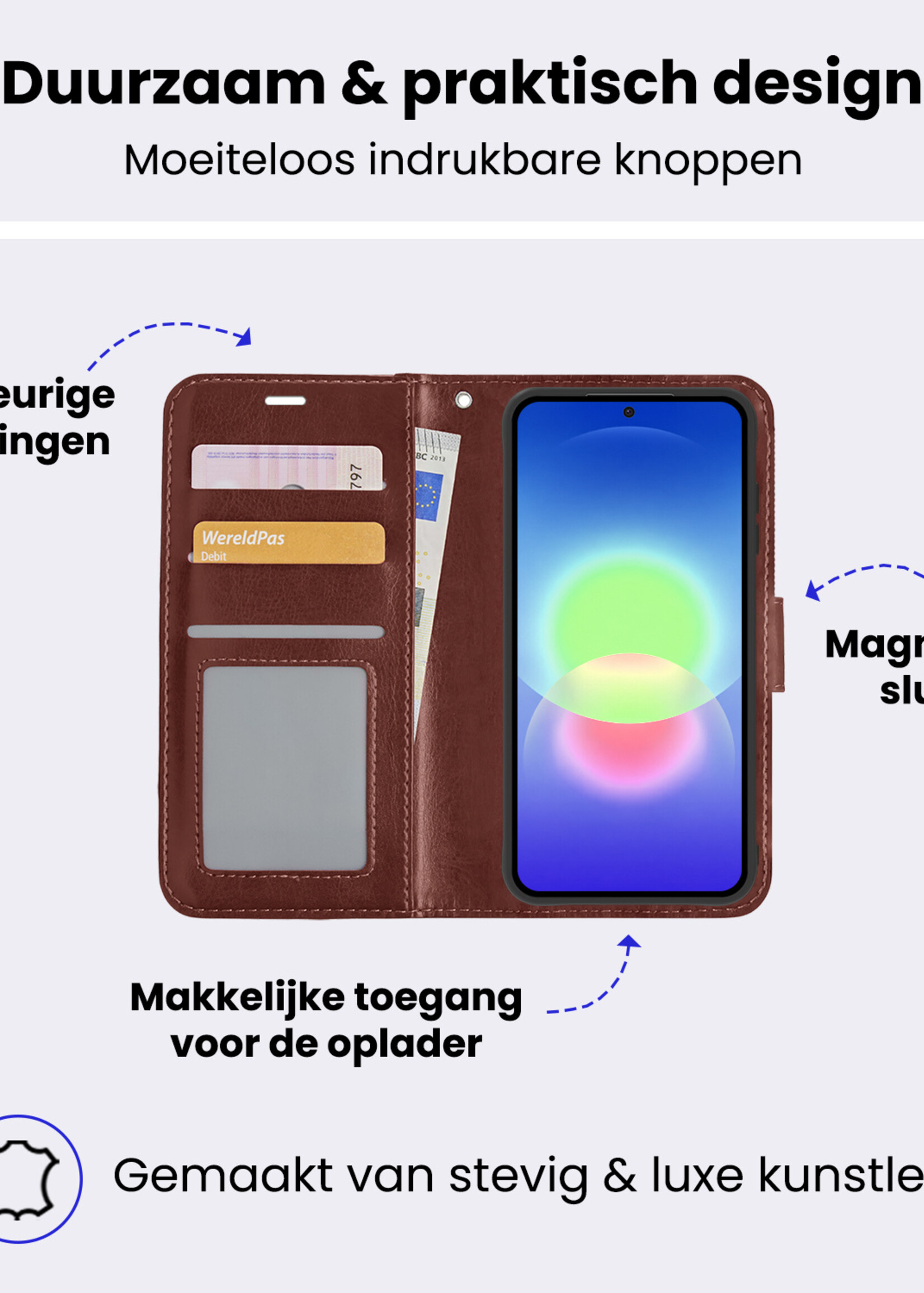 BTH BTH Samsung Galaxy A27 Hoesje Bookcase Met 2x Screenprotector - Bruin