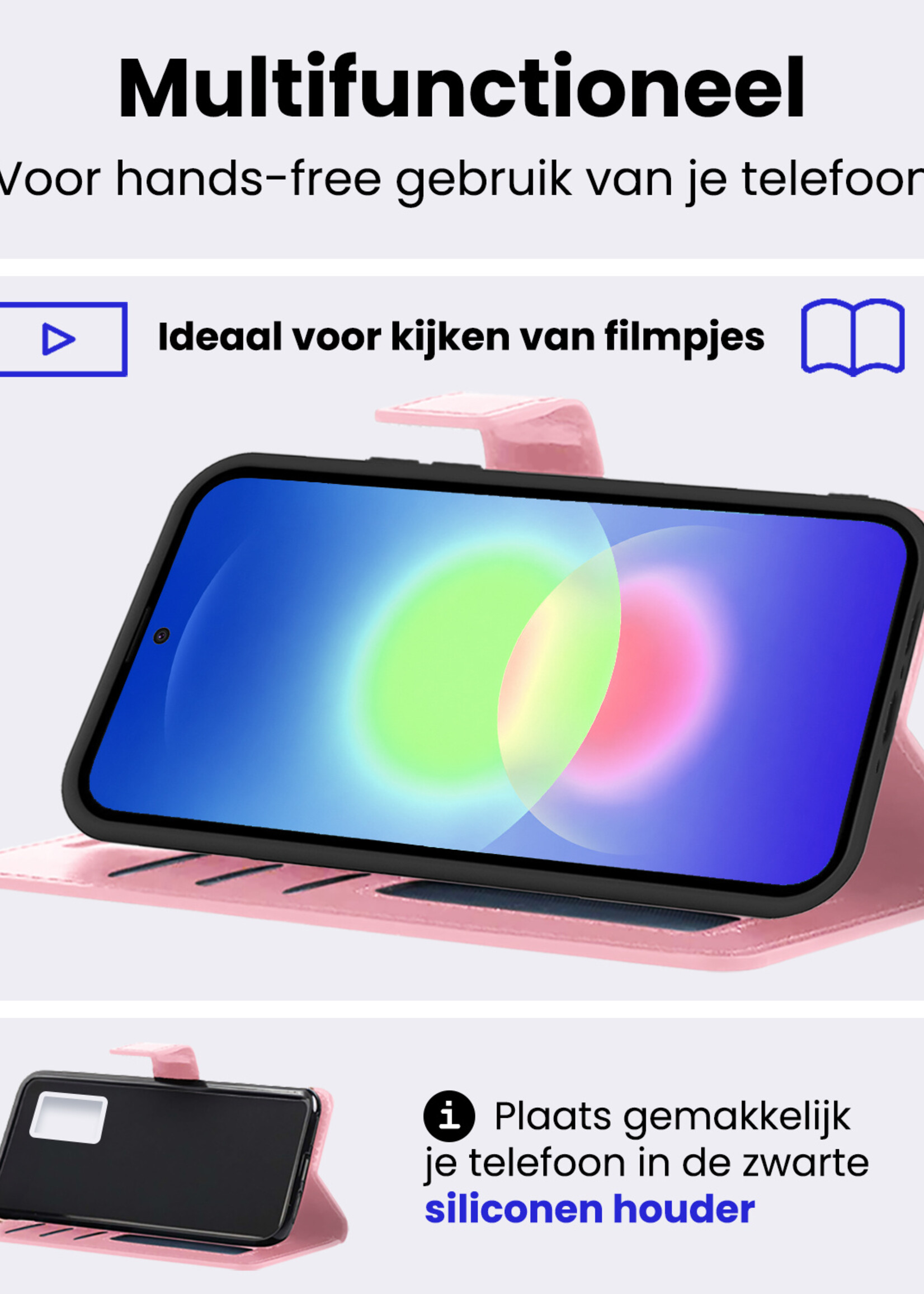 BTH BTH Samsung Galaxy A27 Hoesje Bookcase Met 2x Screenprotector - Lichtroze
