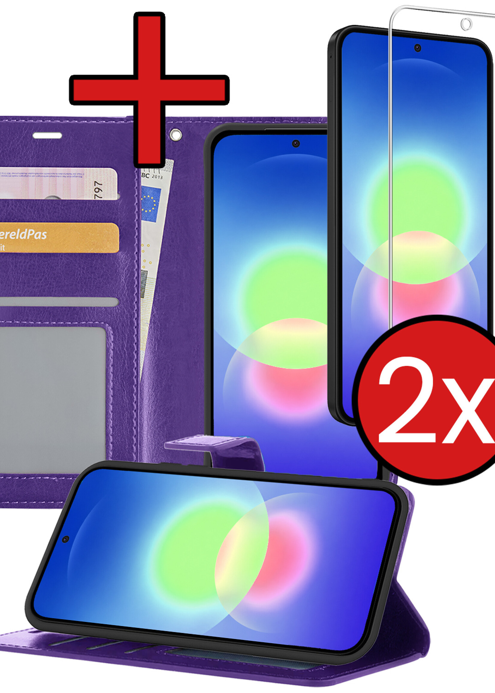 BTH BTH Samsung Galaxy A27 Hoesje Bookcase Met 2x Screenprotector - Paars