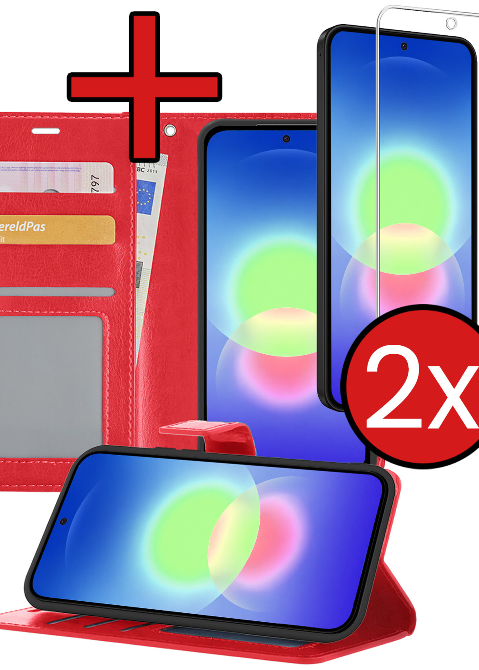 BTH BTH Samsung Galaxy A27 Hoesje Bookcase Met 2x Screenprotector - Rood