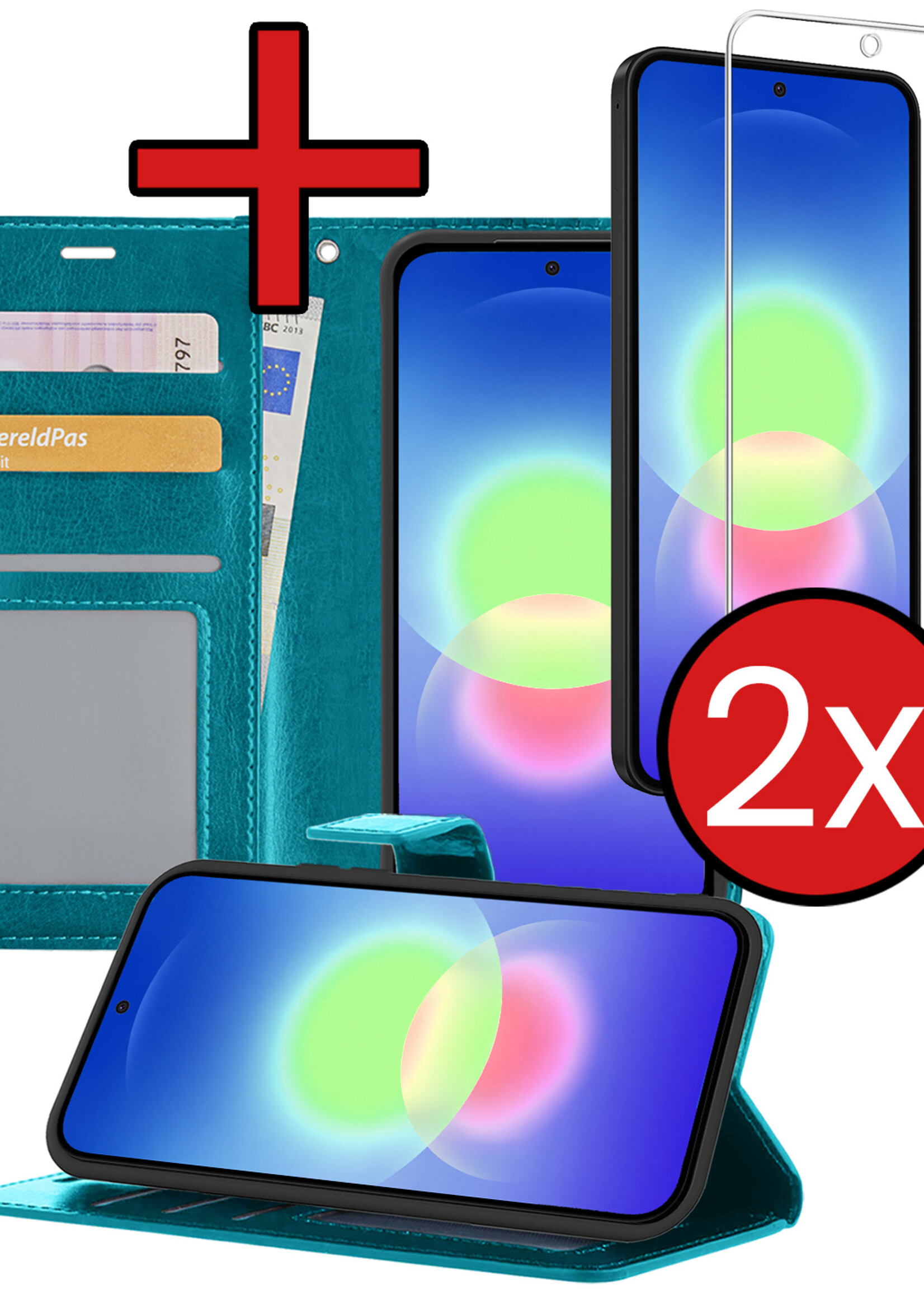 BTH BTH Samsung Galaxy A27 Hoesje Bookcase Met 2x Screenprotector - Turquoise