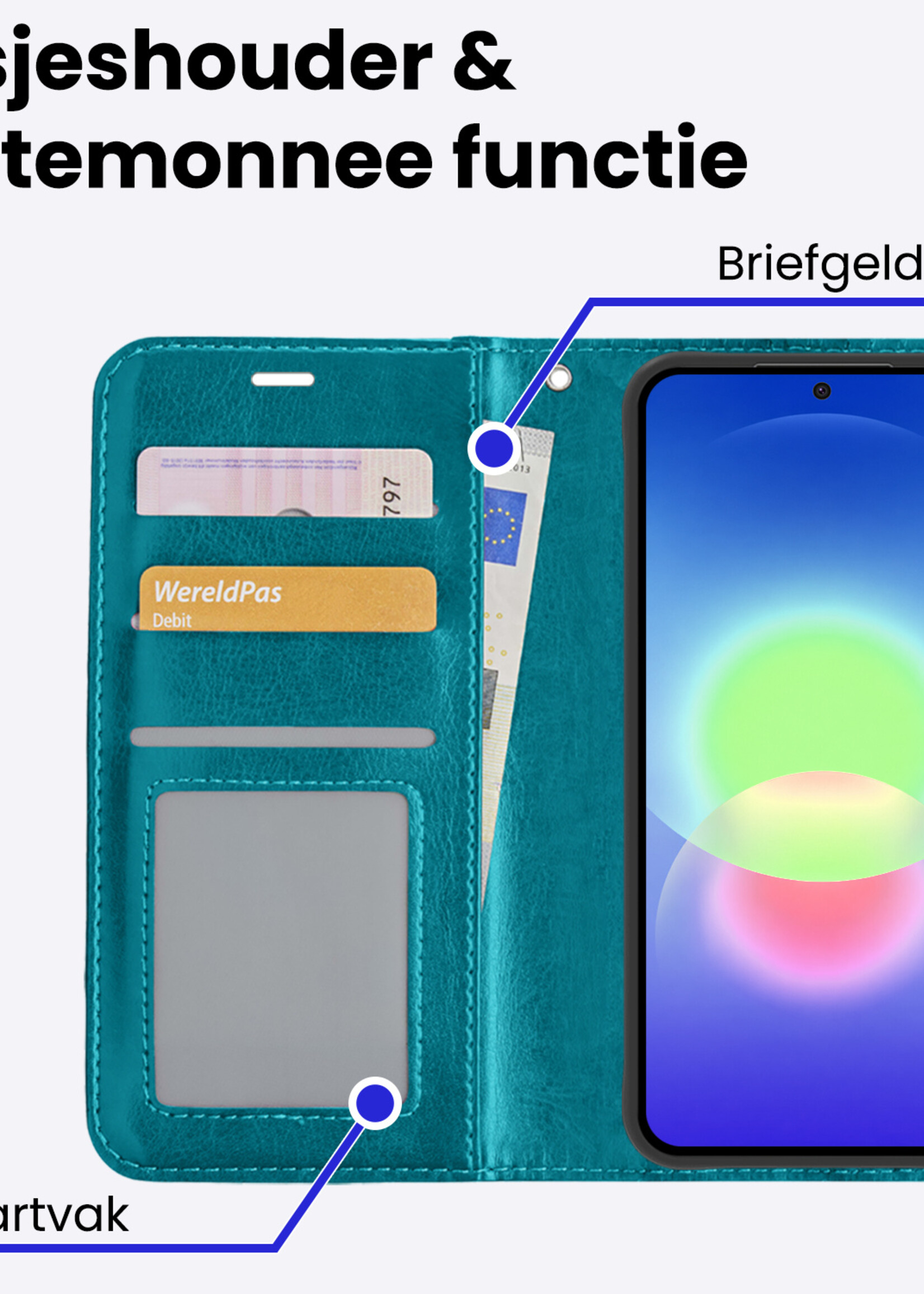 BTH BTH Samsung Galaxy A27 Hoesje Bookcase Met 2x Screenprotector - Turquoise