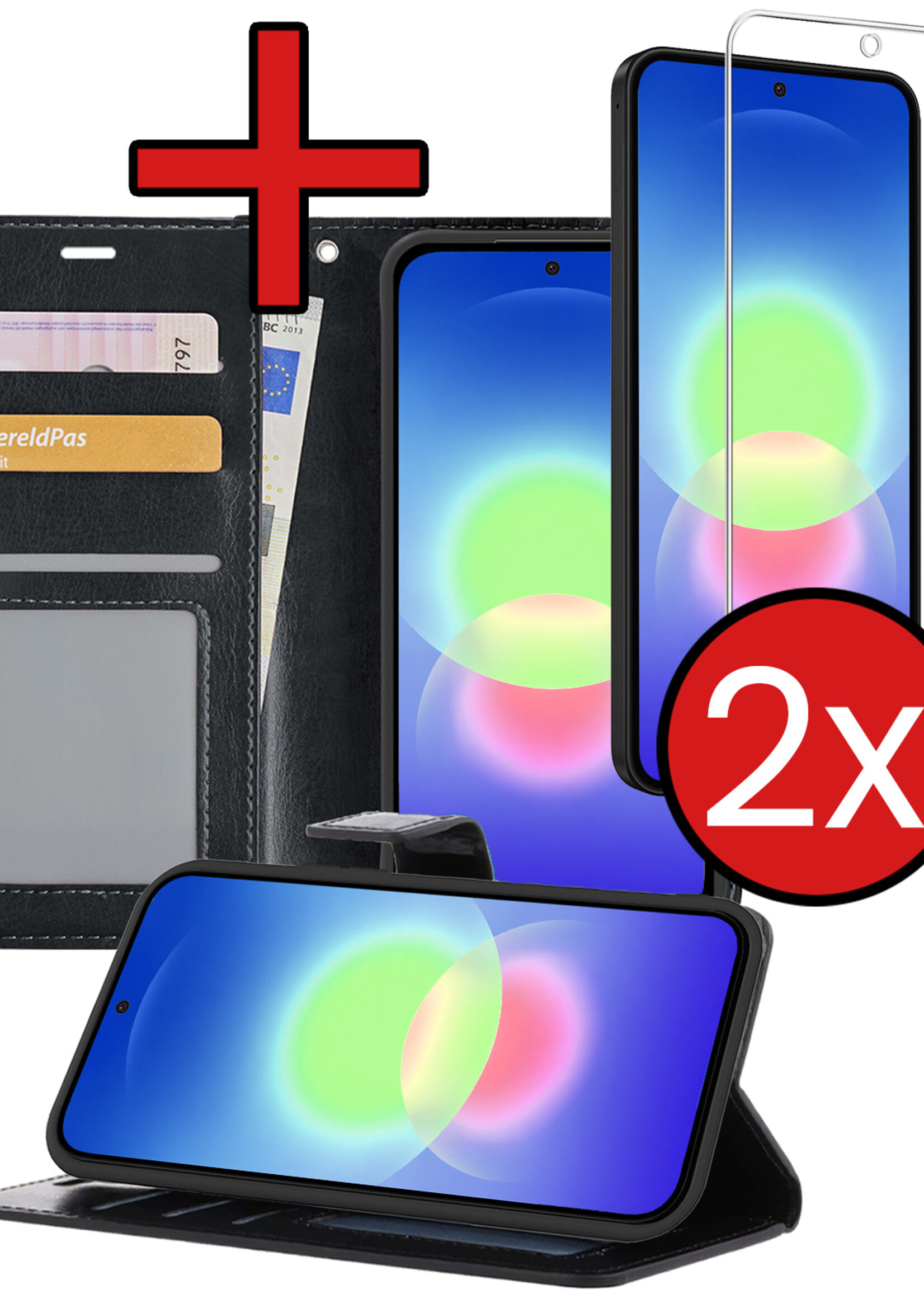 BTH BTH Samsung Galaxy A27 Hoesje Bookcase Met 2x Screenprotector - Zwart