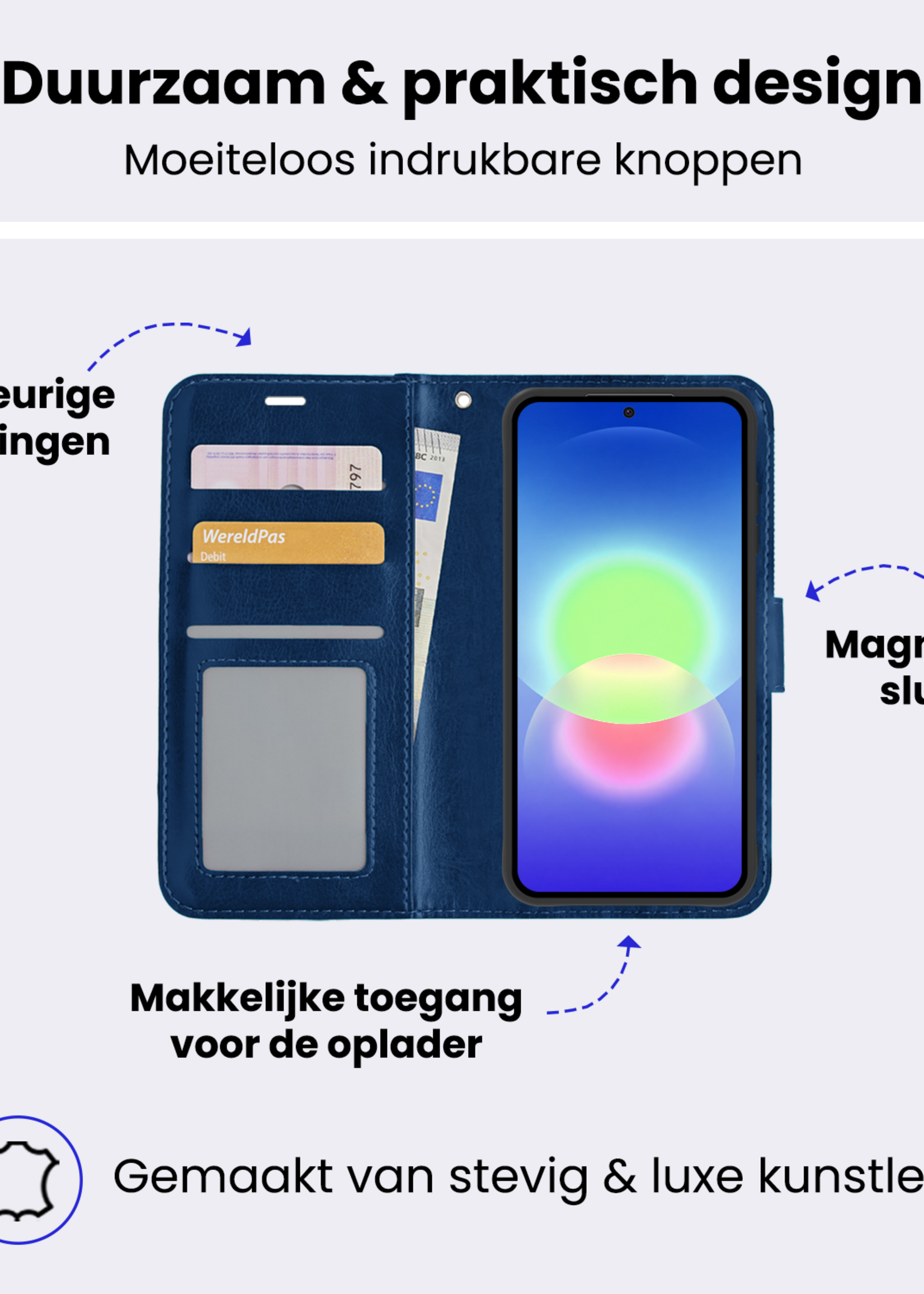 BTH BTH Samsung Galaxy A27 Hoesje Bookcase Met Screenprotector - Donkerblauw