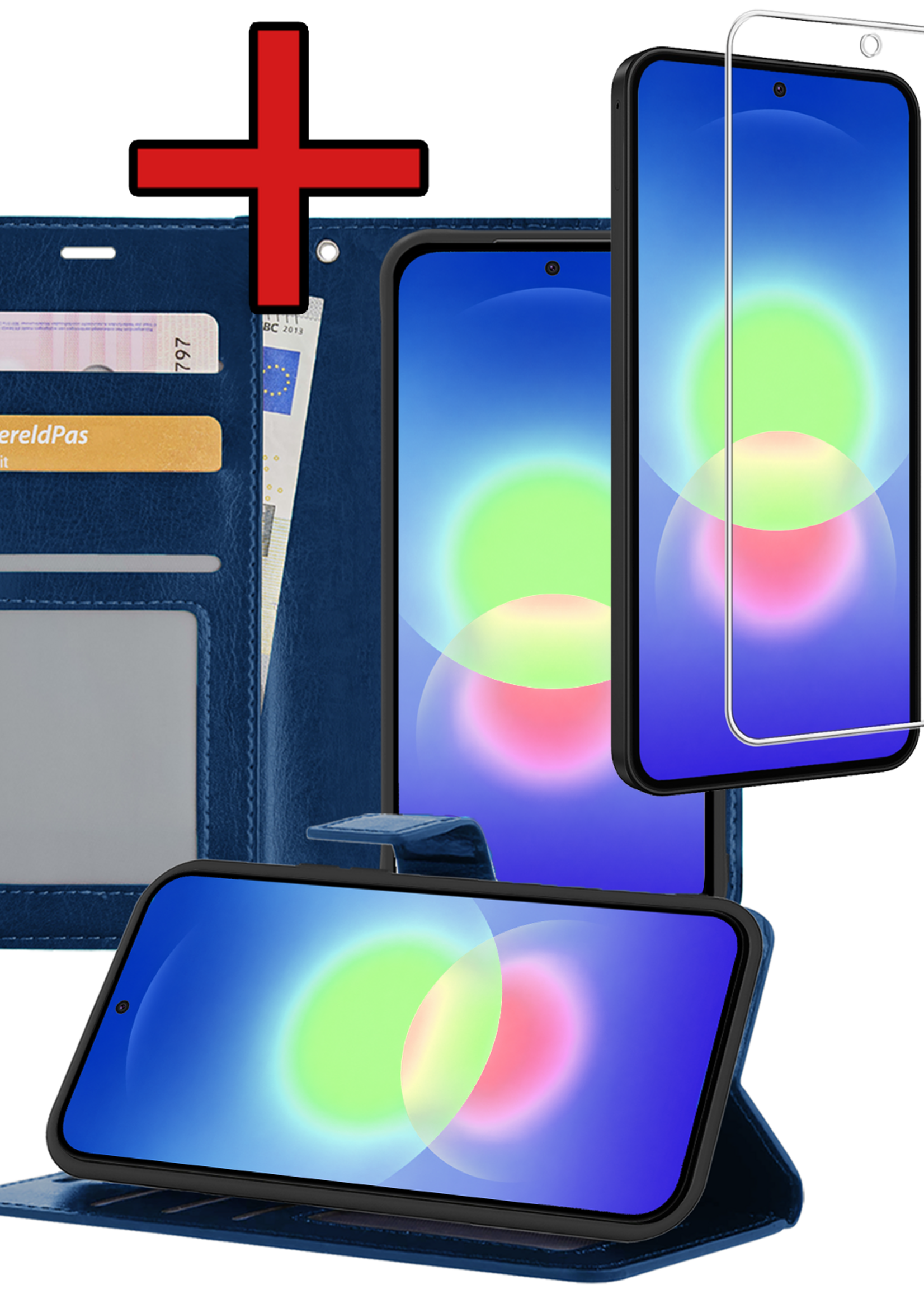 BTH BTH Samsung Galaxy A27 Hoesje Bookcase Met Screenprotector - Donkerblauw