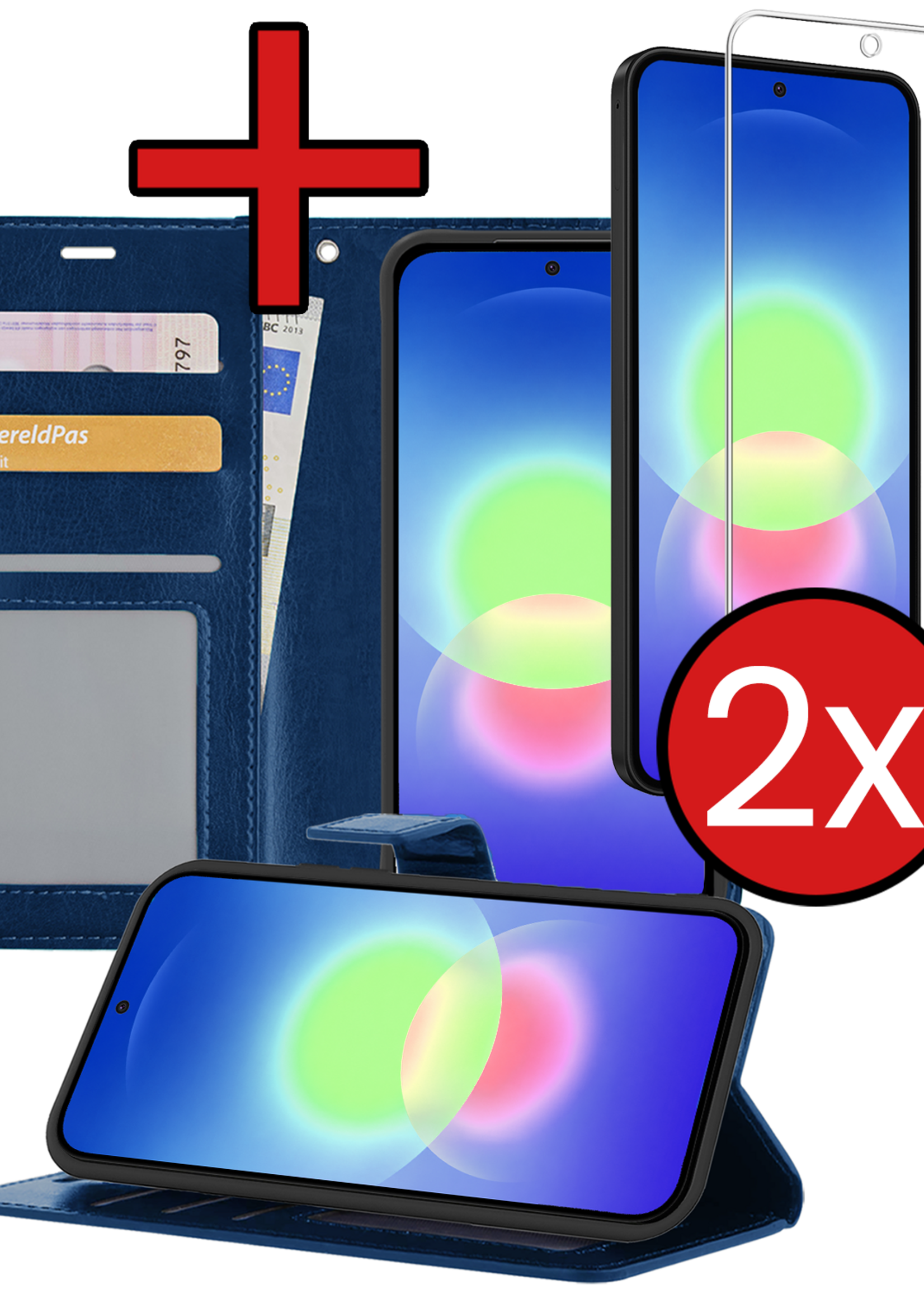 BTH BTH Samsung Galaxy A27 Hoesje Bookcase Met 2x Screenprotector - Donkerblauw