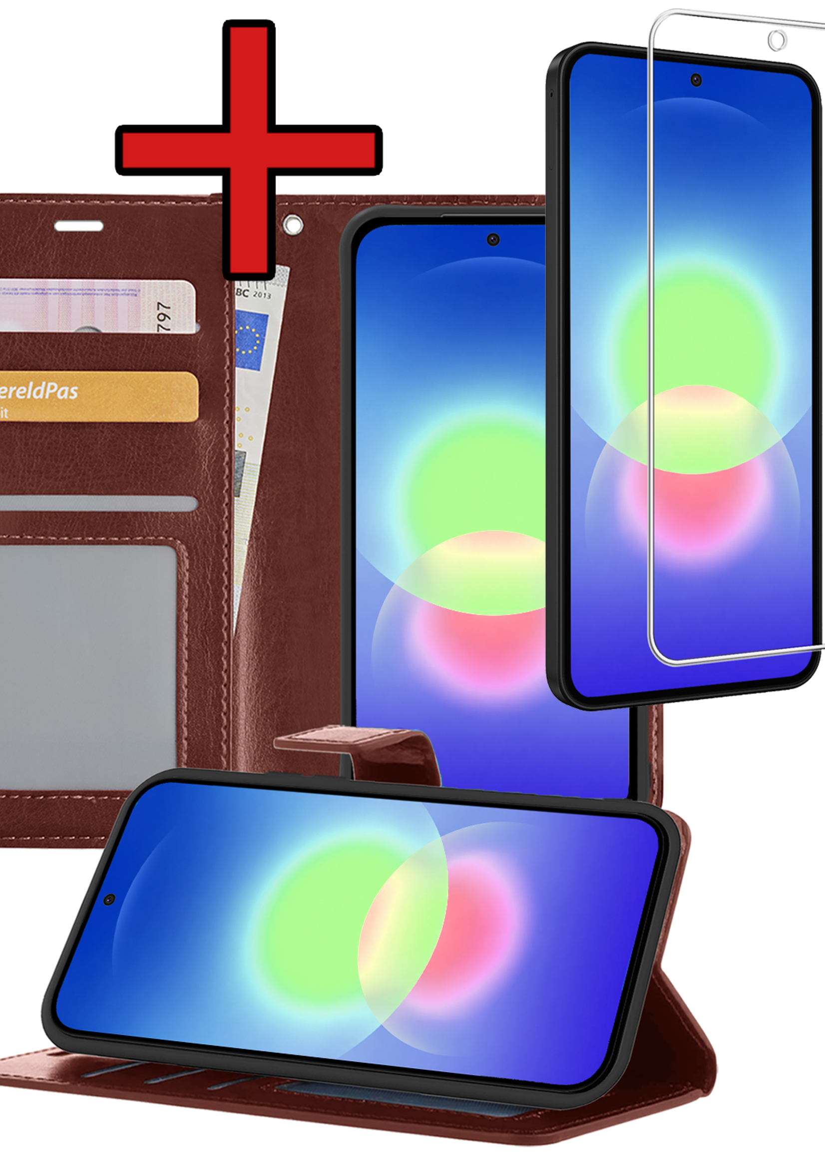 BTH BTH Samsung Galaxy A27 Hoesje Bookcase Met Screenprotector - Bruin
