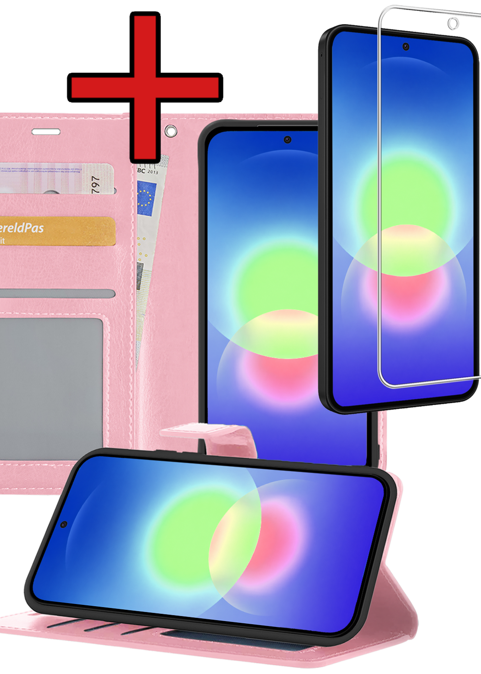 BTH BTH Samsung Galaxy A27 Hoesje Bookcase Met Screenprotector - Lichtroze