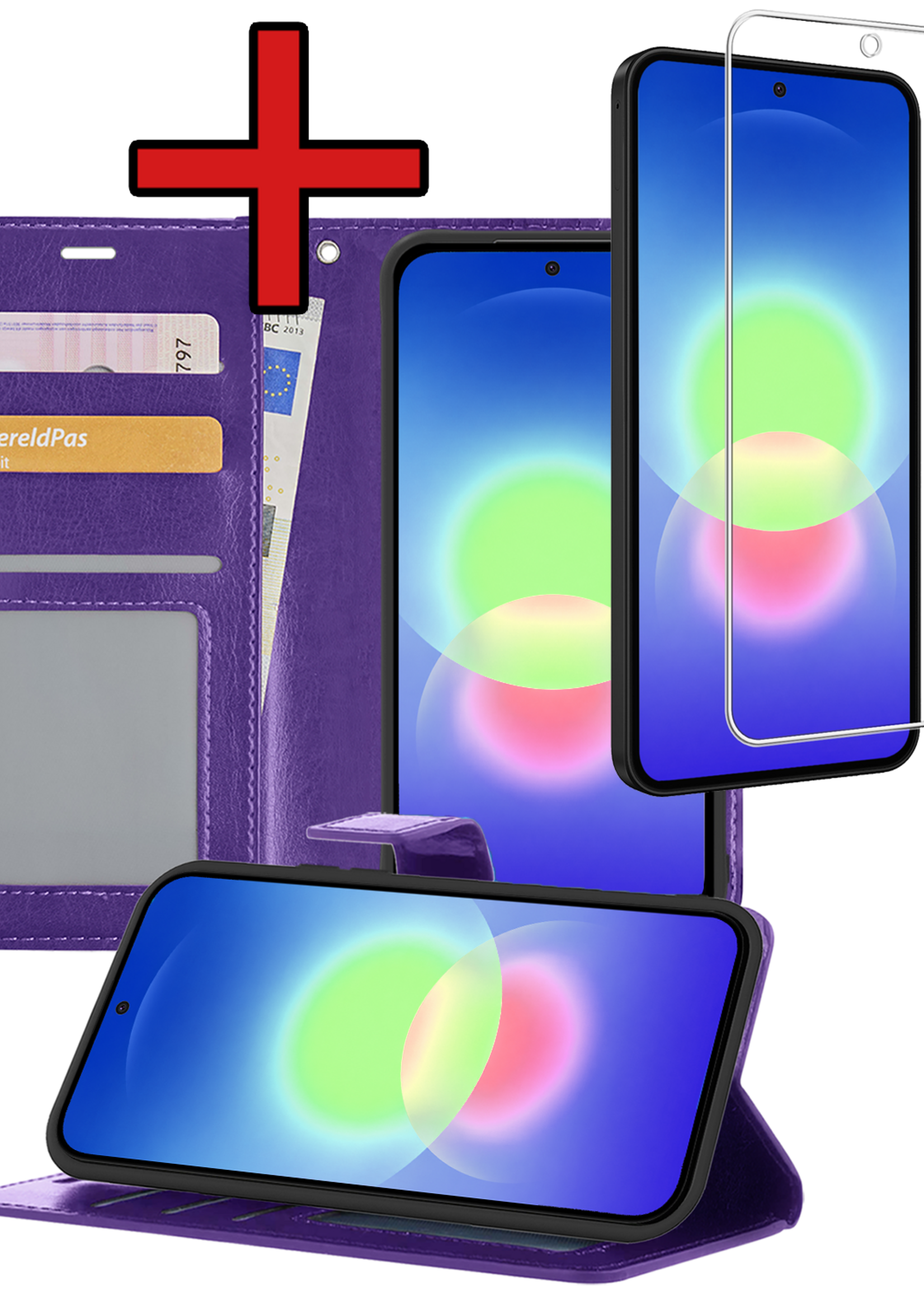 BTH BTH Samsung Galaxy A27 Hoesje Bookcase Met Screenprotector - Paars