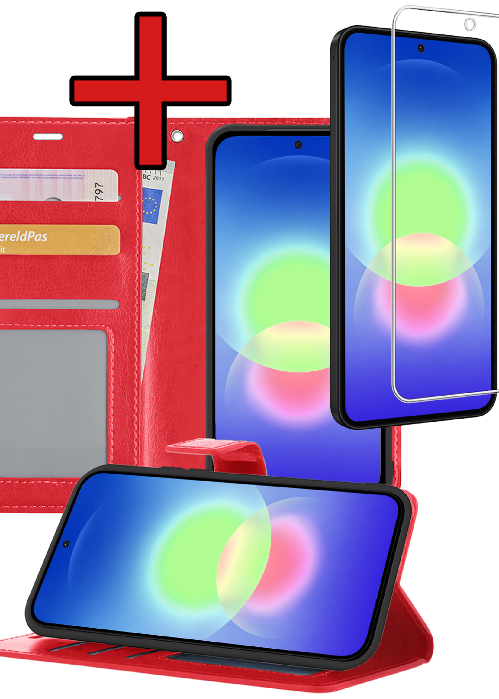 BTH BTH Samsung Galaxy A27 Hoesje Bookcase Met Screenprotector - Rood