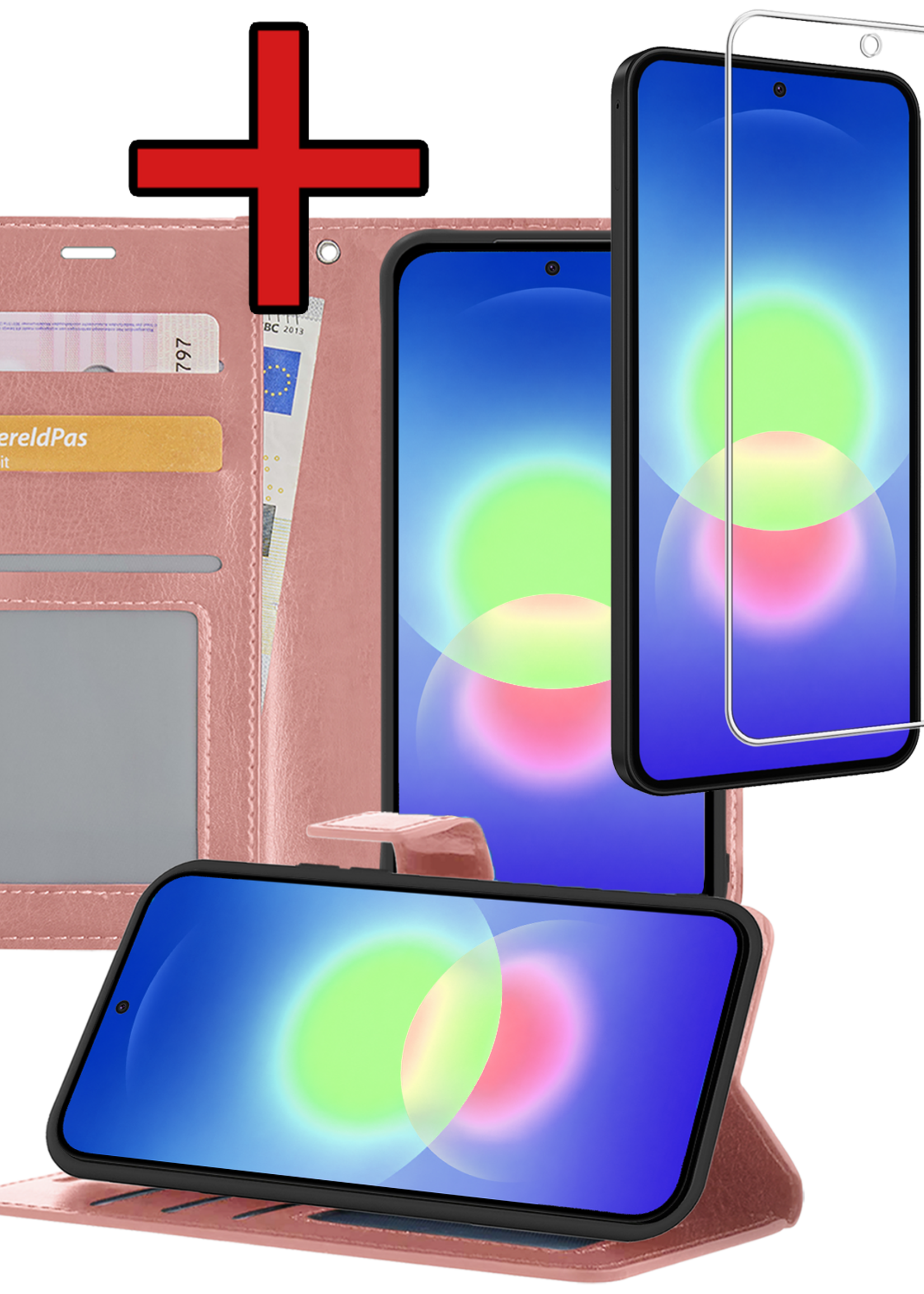BTH BTH Samsung Galaxy A27 Hoesje Bookcase Met Screenprotector - Rose Goud