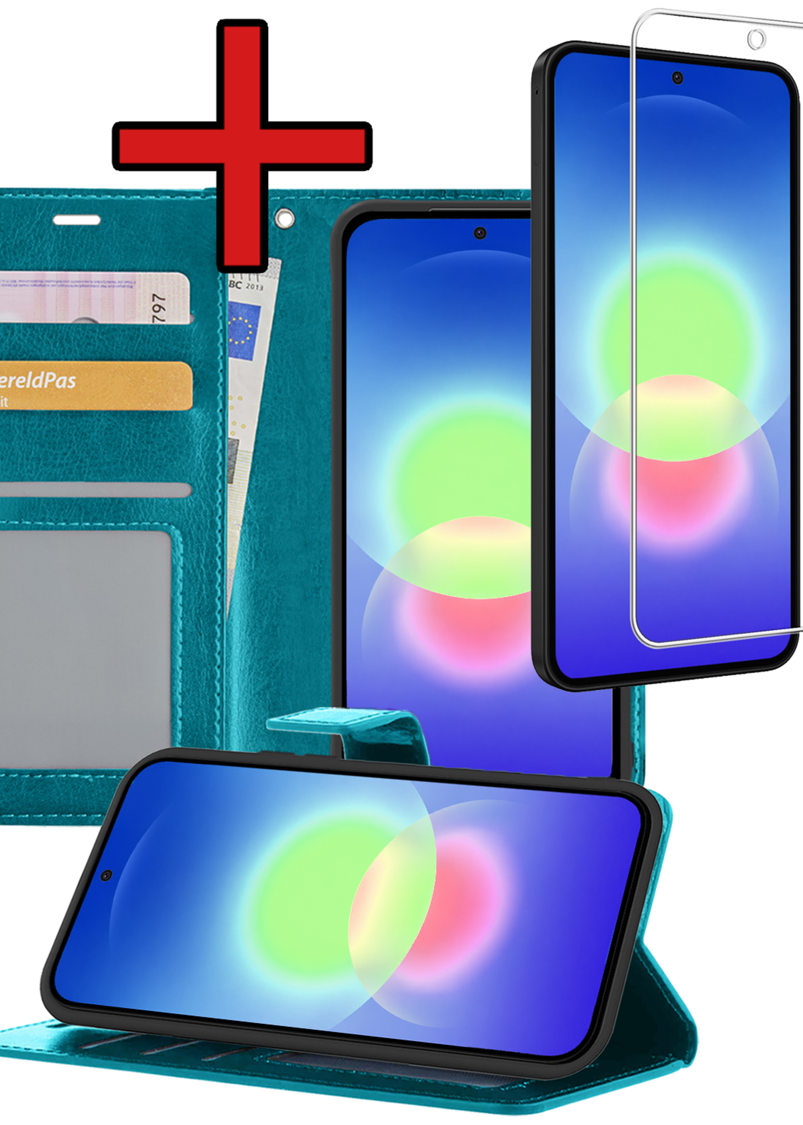 BTH BTH Samsung Galaxy A27 Hoesje Bookcase Met Screenprotector - Turquoise