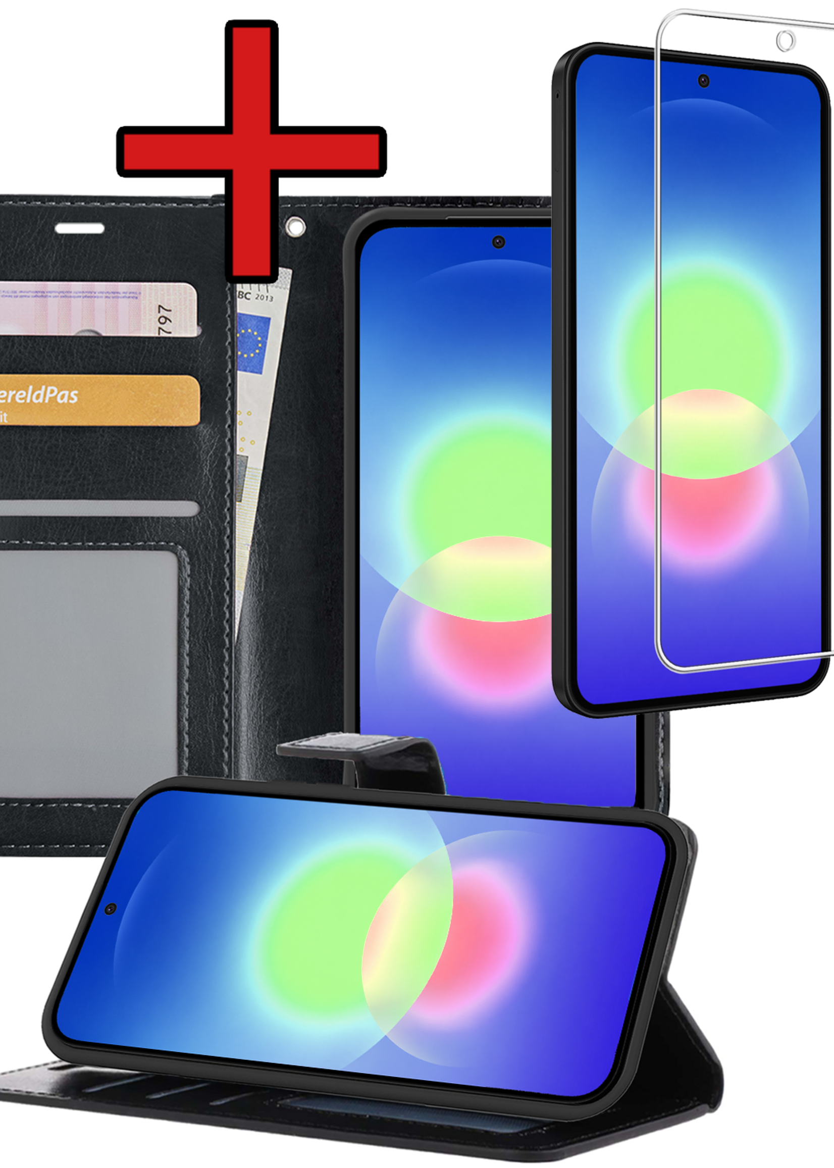 BTH BTH Samsung Galaxy A27 Hoesje Bookcase Met Screenprotector - Zwart