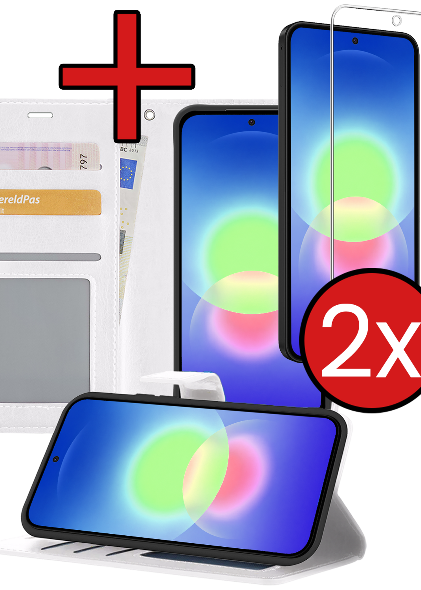 BTH BTH Samsung Galaxy A27 Hoesje Bookcase Met 2x Screenprotector - Wit