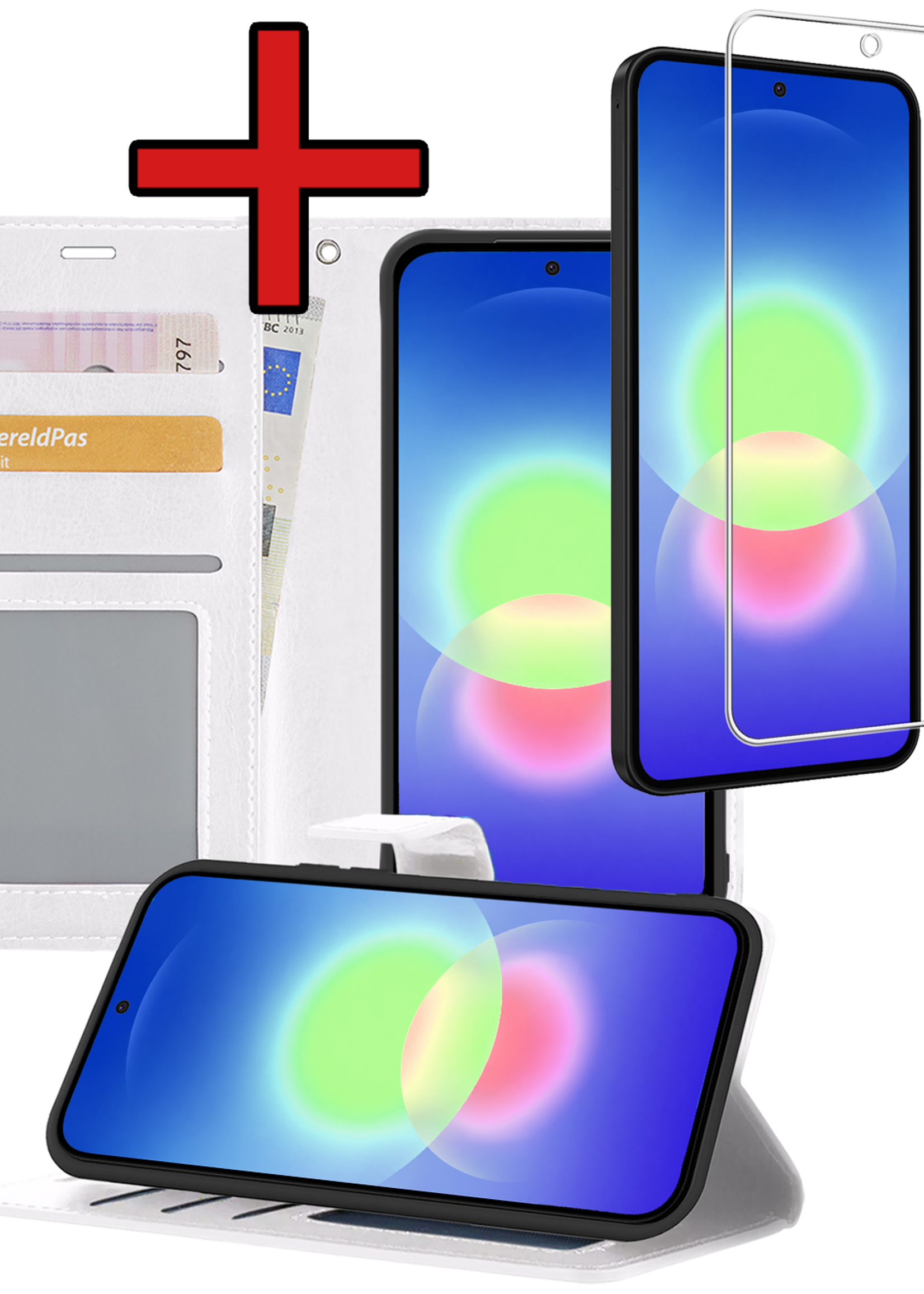 BTH BTH Samsung Galaxy A27 Hoesje Bookcase Met Screenprotector - Wit