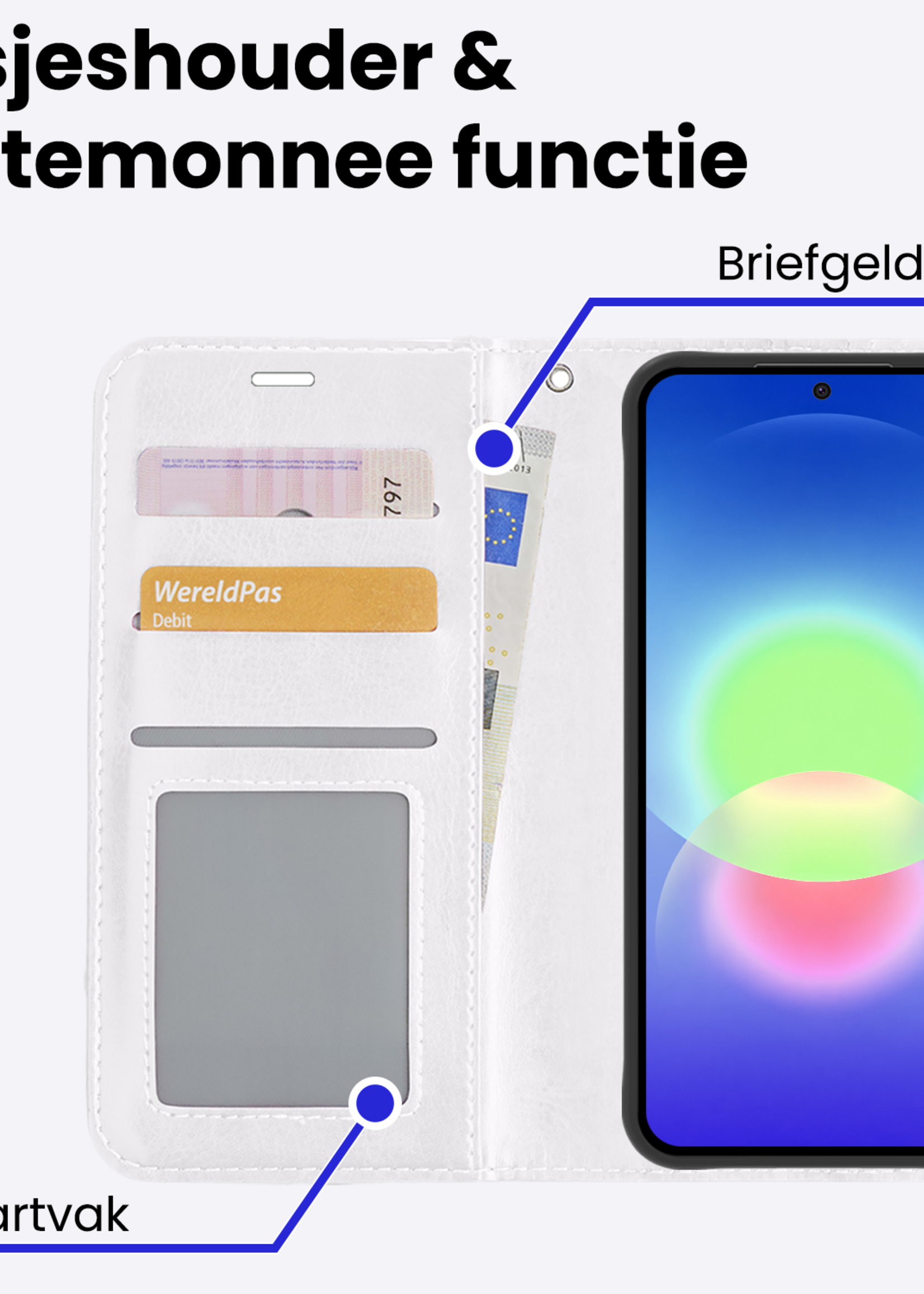 BTH BTH Samsung Galaxy A27 Hoesje Bookcase Met Screenprotector - Wit