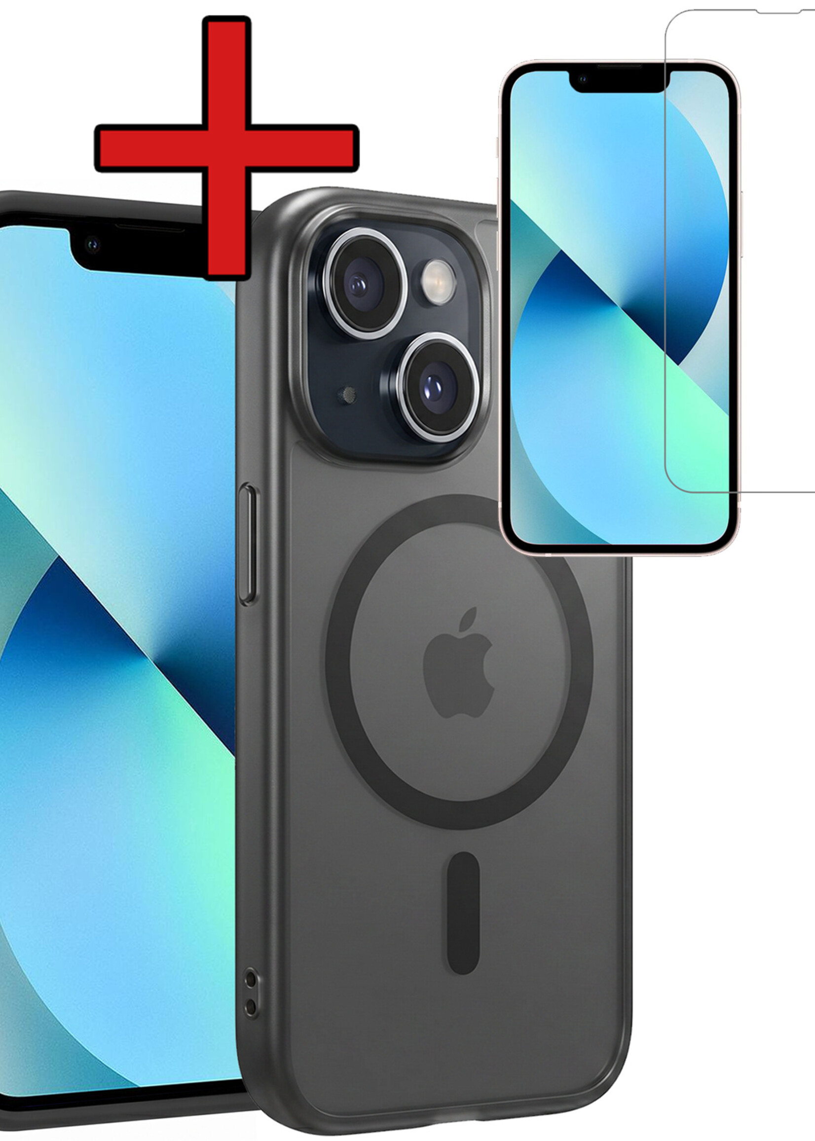 BTH BTH iPhone 14 Magsafe Hoesje Zwart Met Screenprotector
