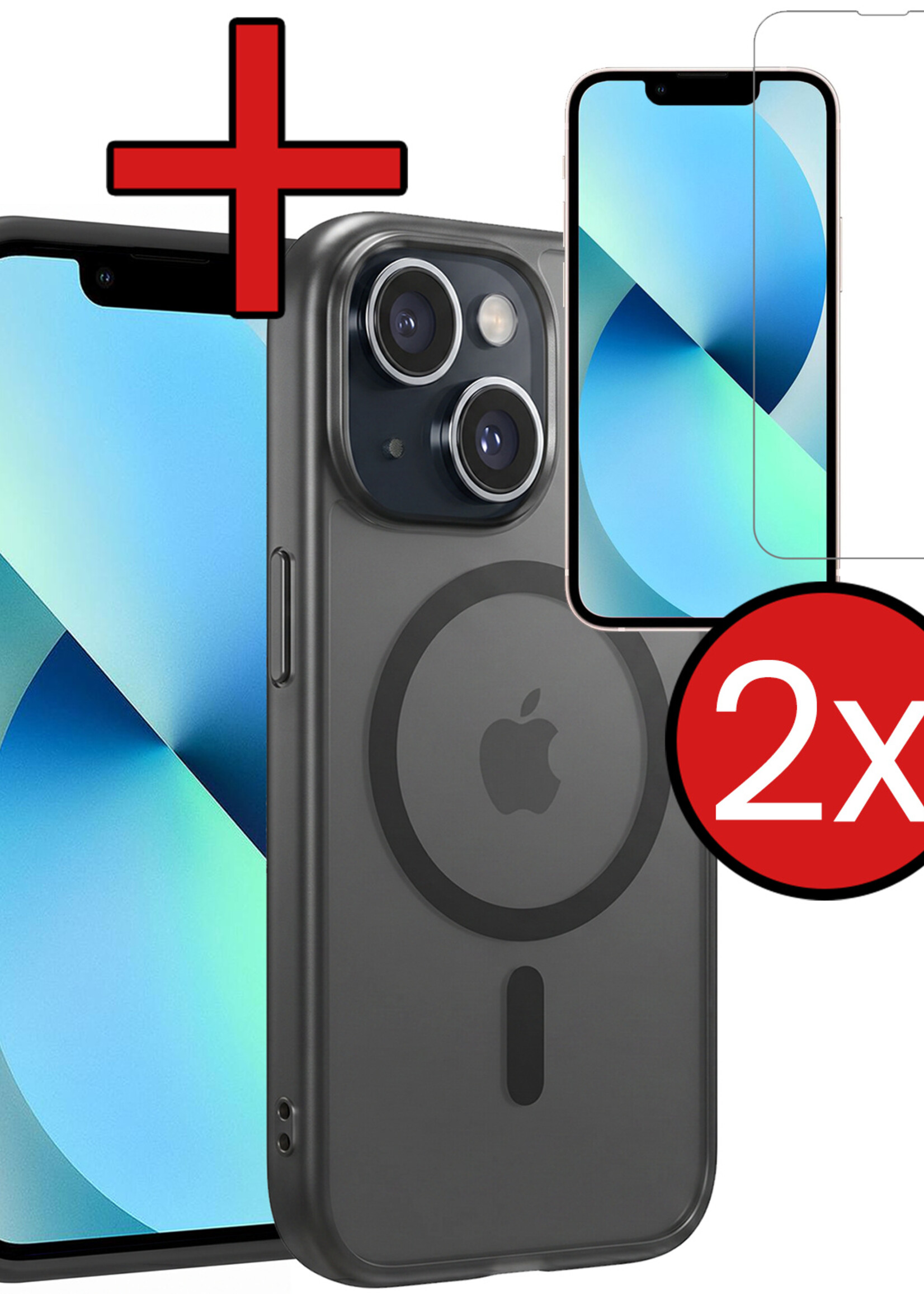 BTH BTH iPhone 14 Plus Magsafe Hoesje Zwart Met 2x Screenprotector